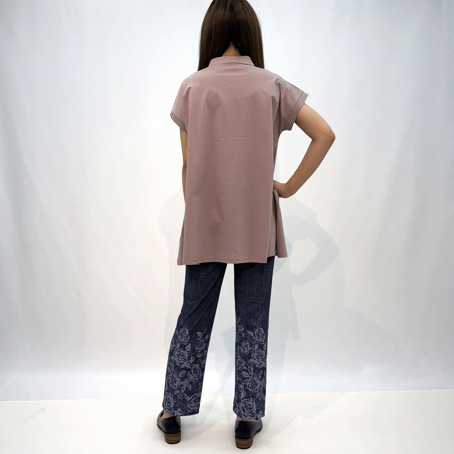 ダブルシルケットコットン100 ポロ衿チュニックTシャツ - 画像5