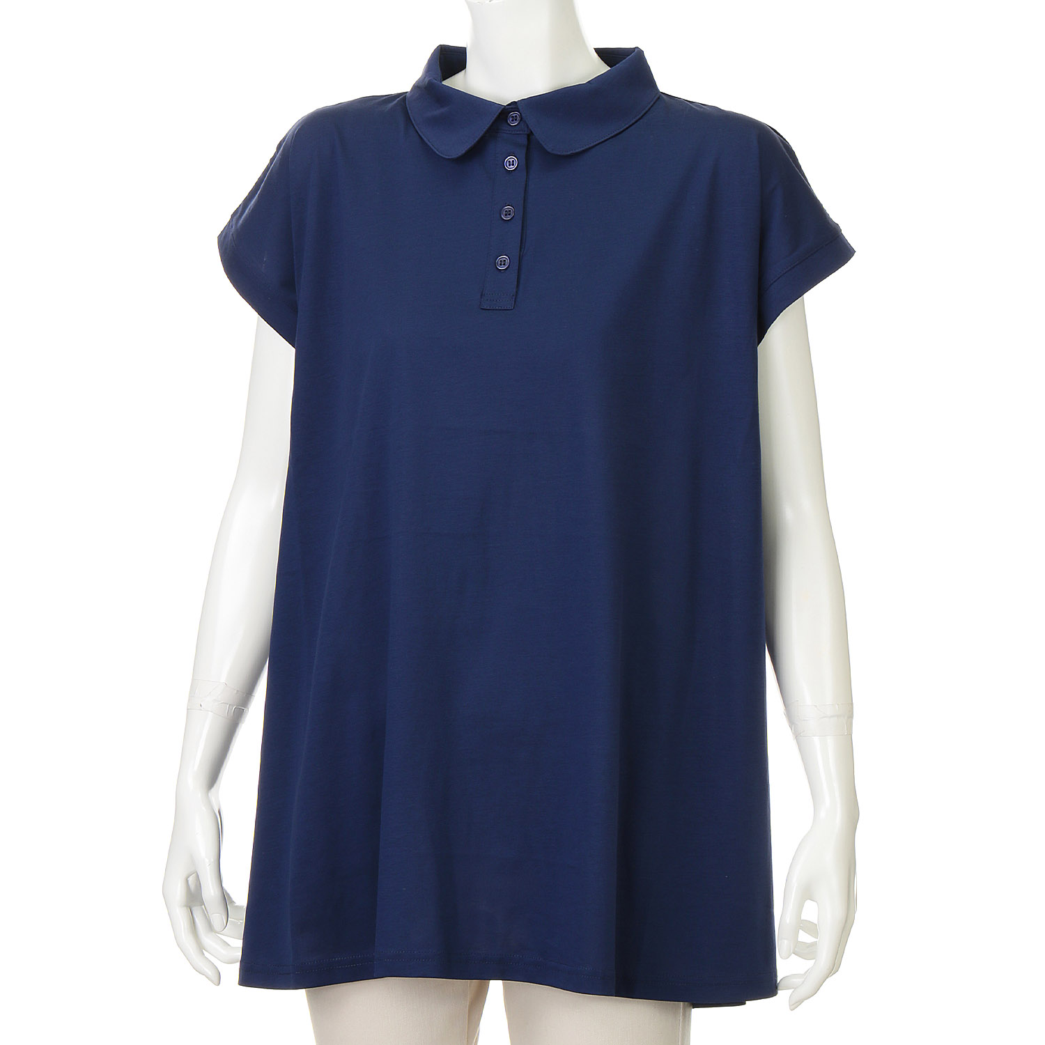 ダブルシルケットコットン100 ポロ衿チュニックTシャツ - 画像10