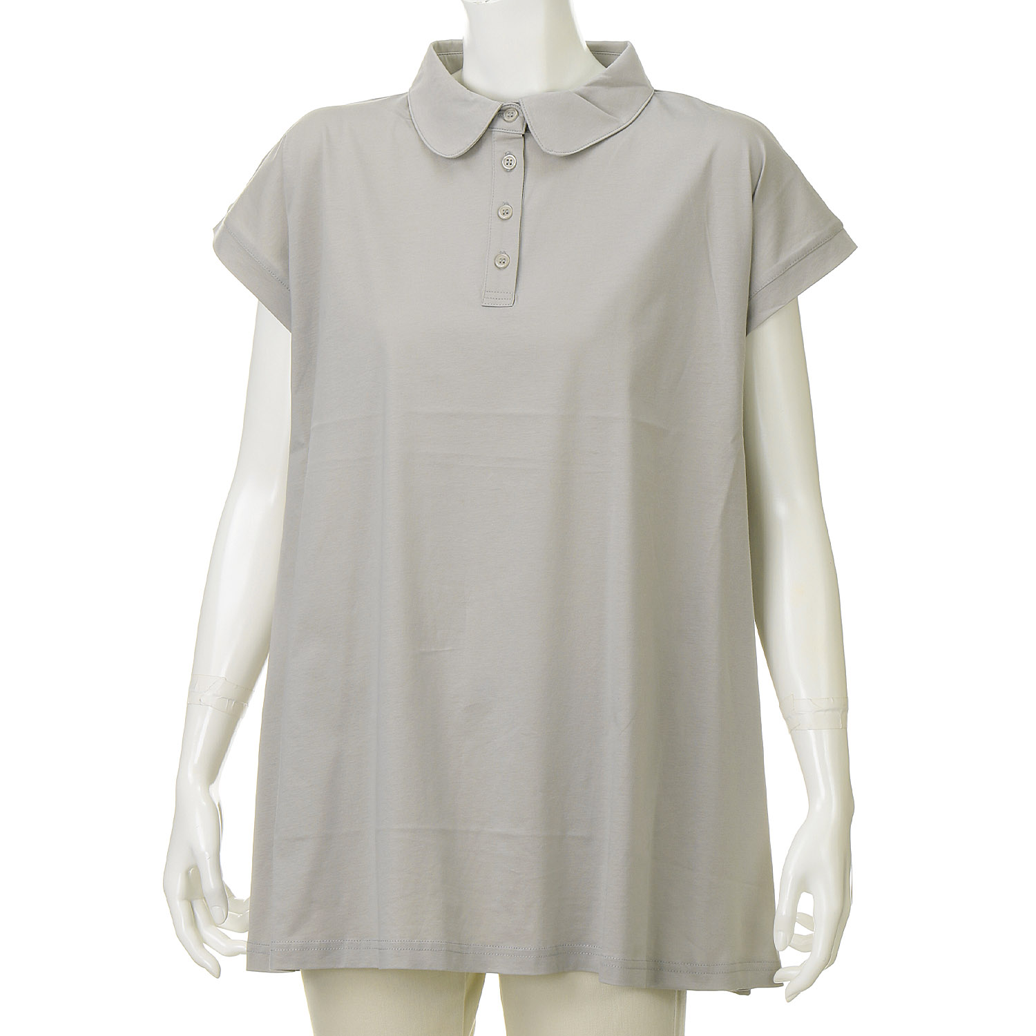 ダブルシルケットコットン100 ポロ衿チュニックTシャツ