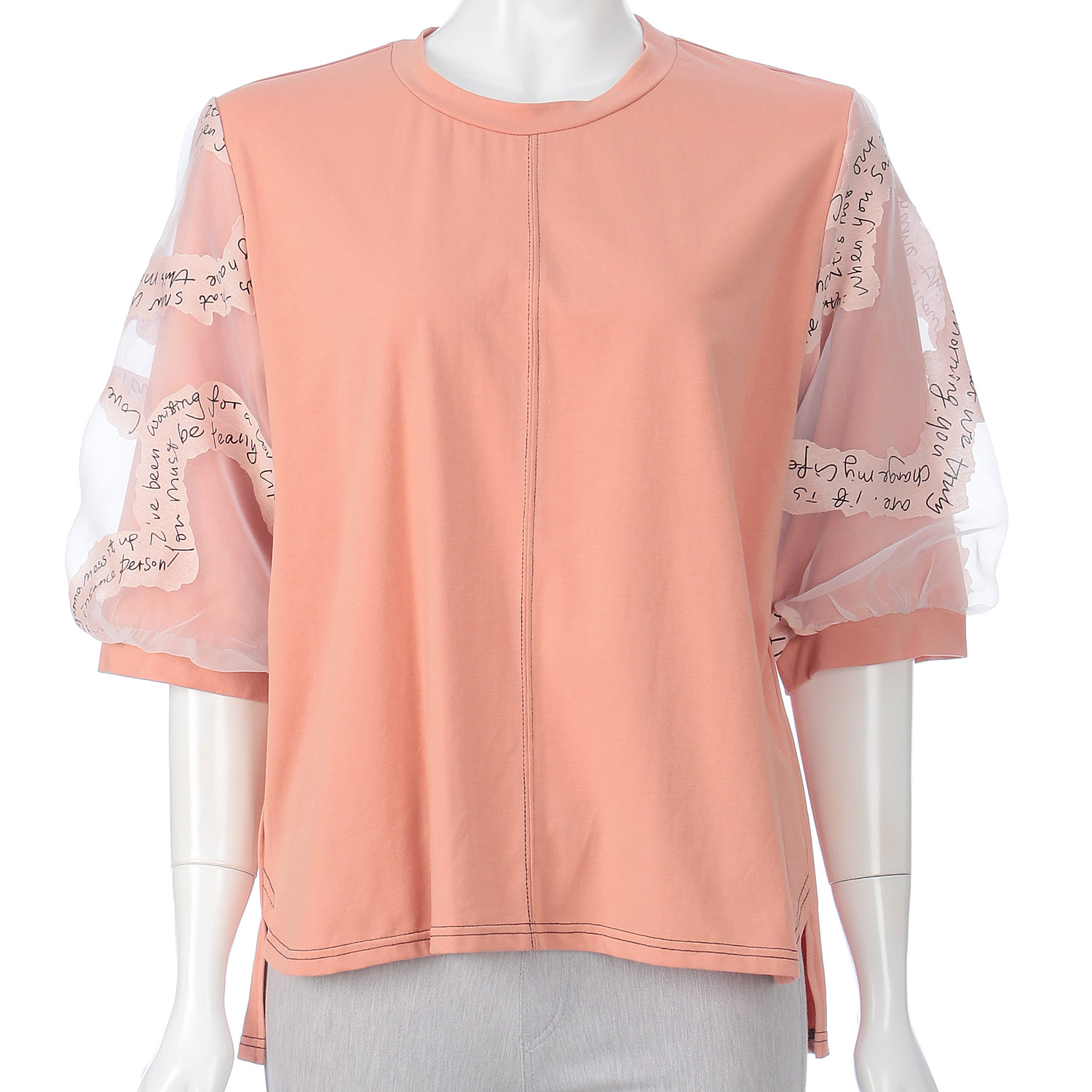 無地×英文字シアーチュニック - 画像7