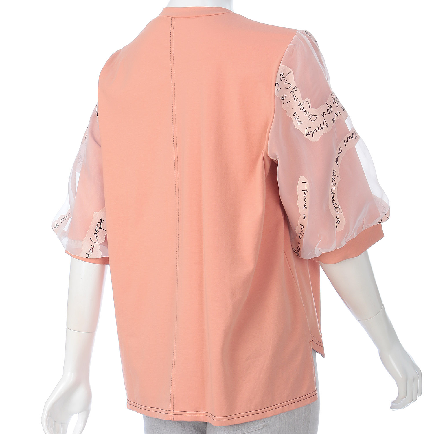 無地×英文字シアーチュニック - 画像9