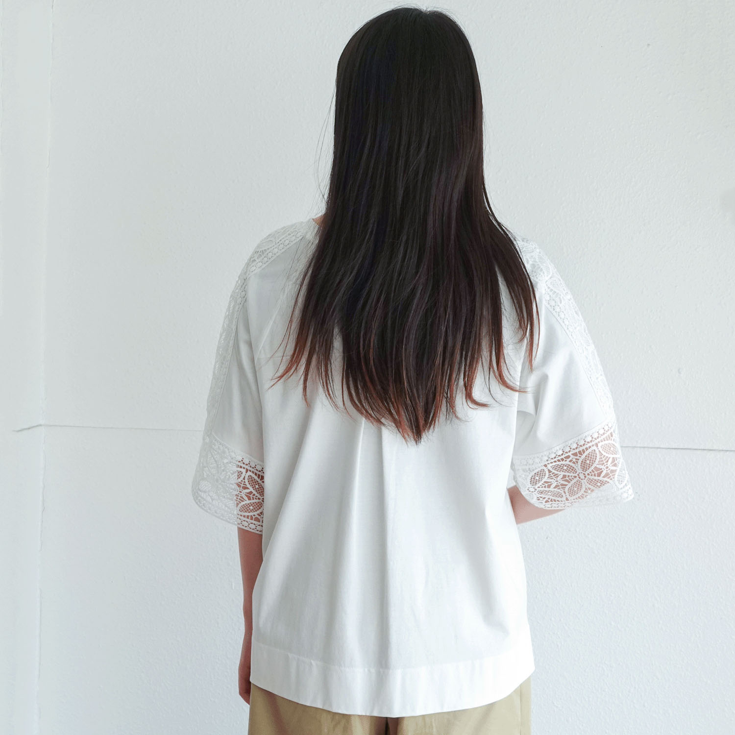袖レースシルケットスムースチュニック - 画像8