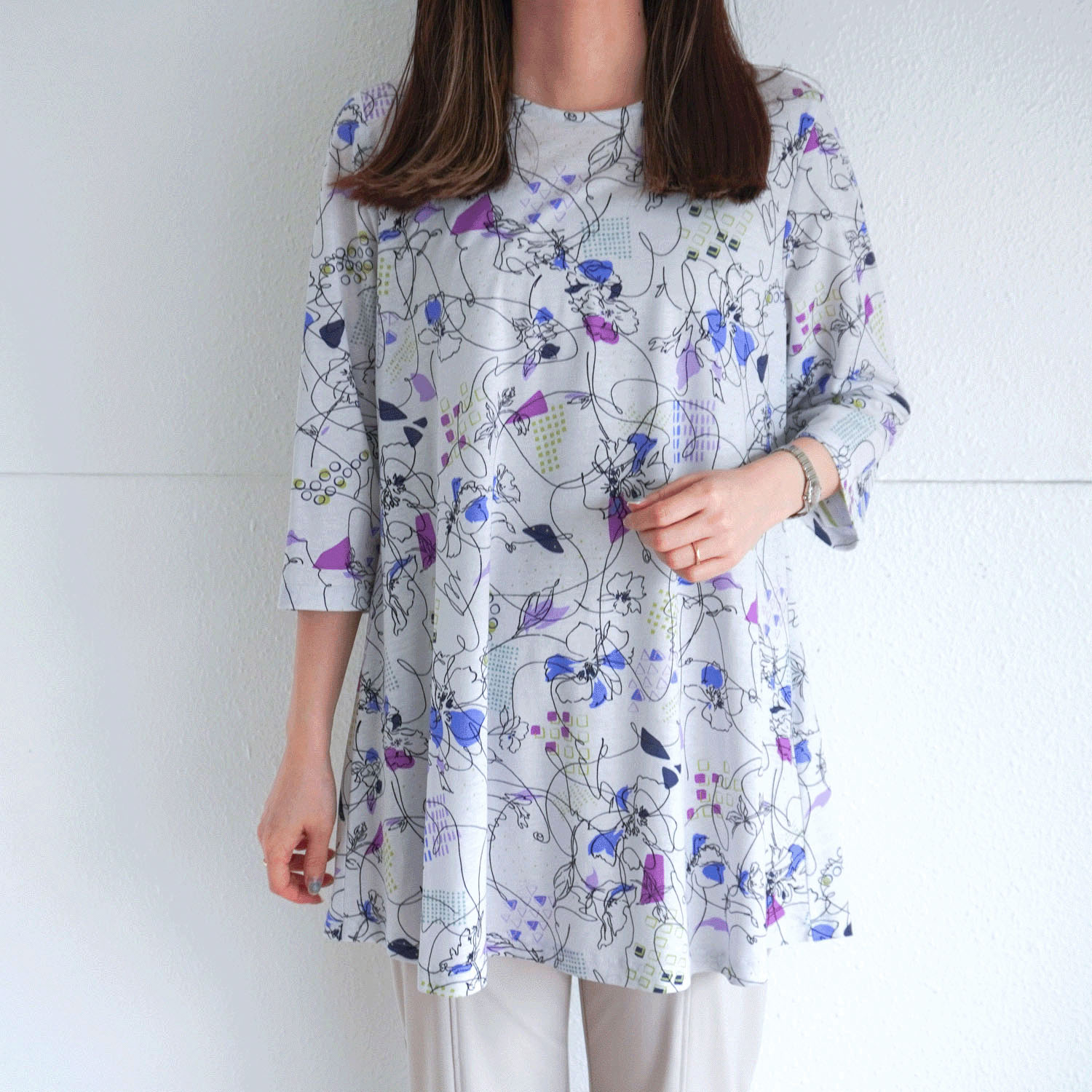 綿強撚SZ天竺プリントチュニック