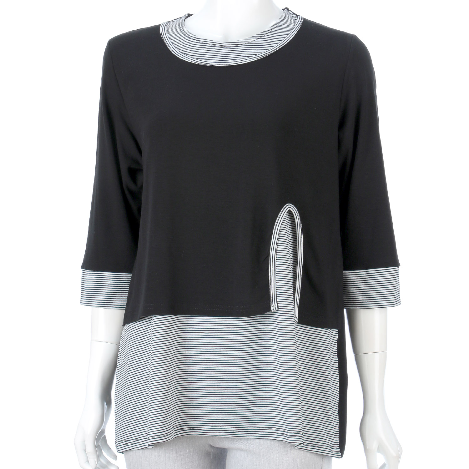 重ね着風ボーダー使いチュニック - 画像2