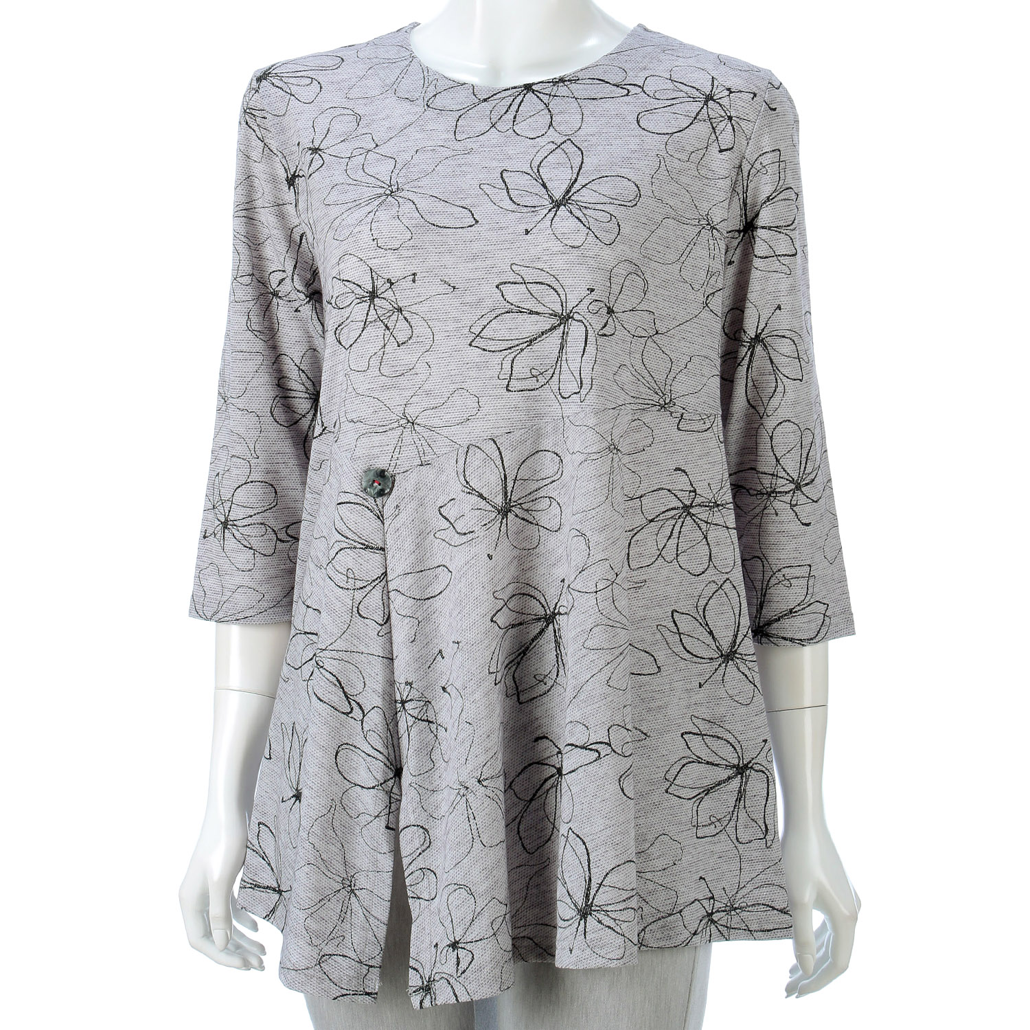 プリント一つボタンチュニック