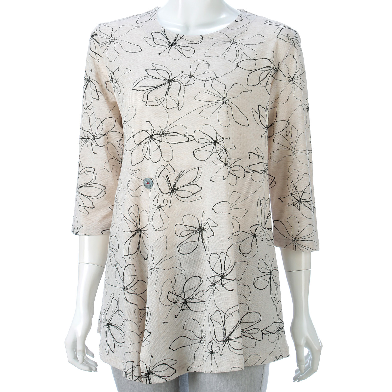 プリント一つボタンチュニック