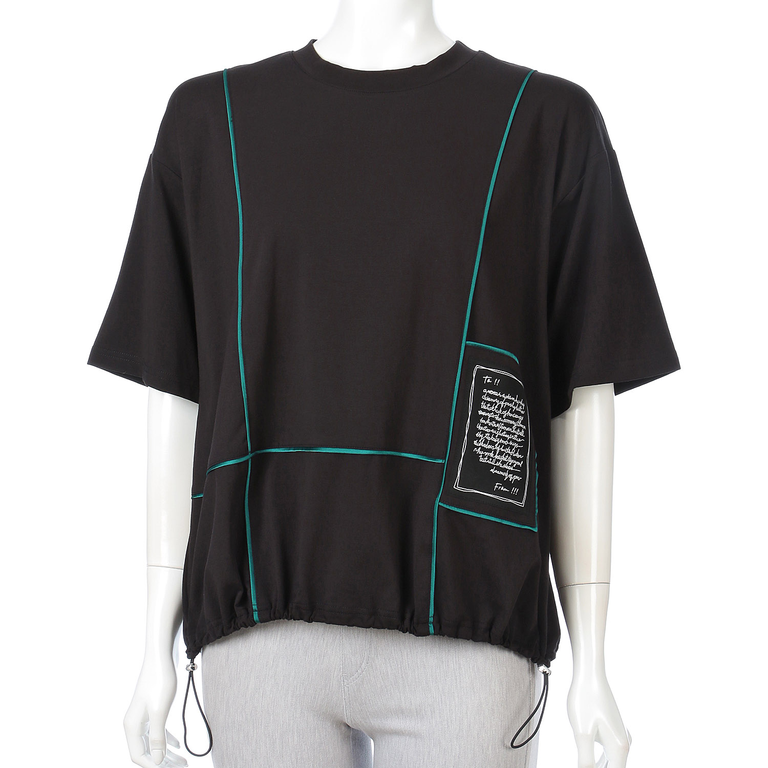 ワッペン付き配色チュニック - 画像3