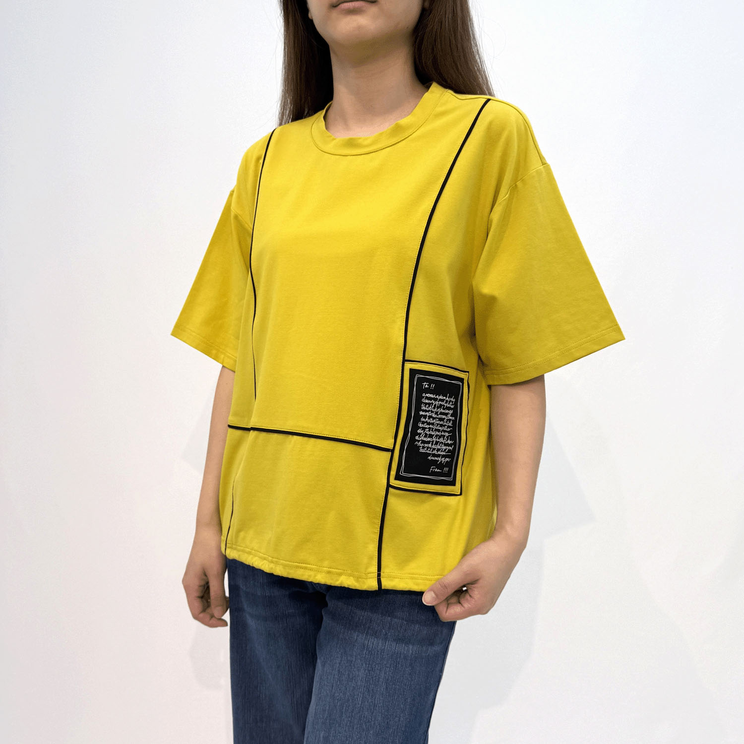 ワッペン付き配色チュニック