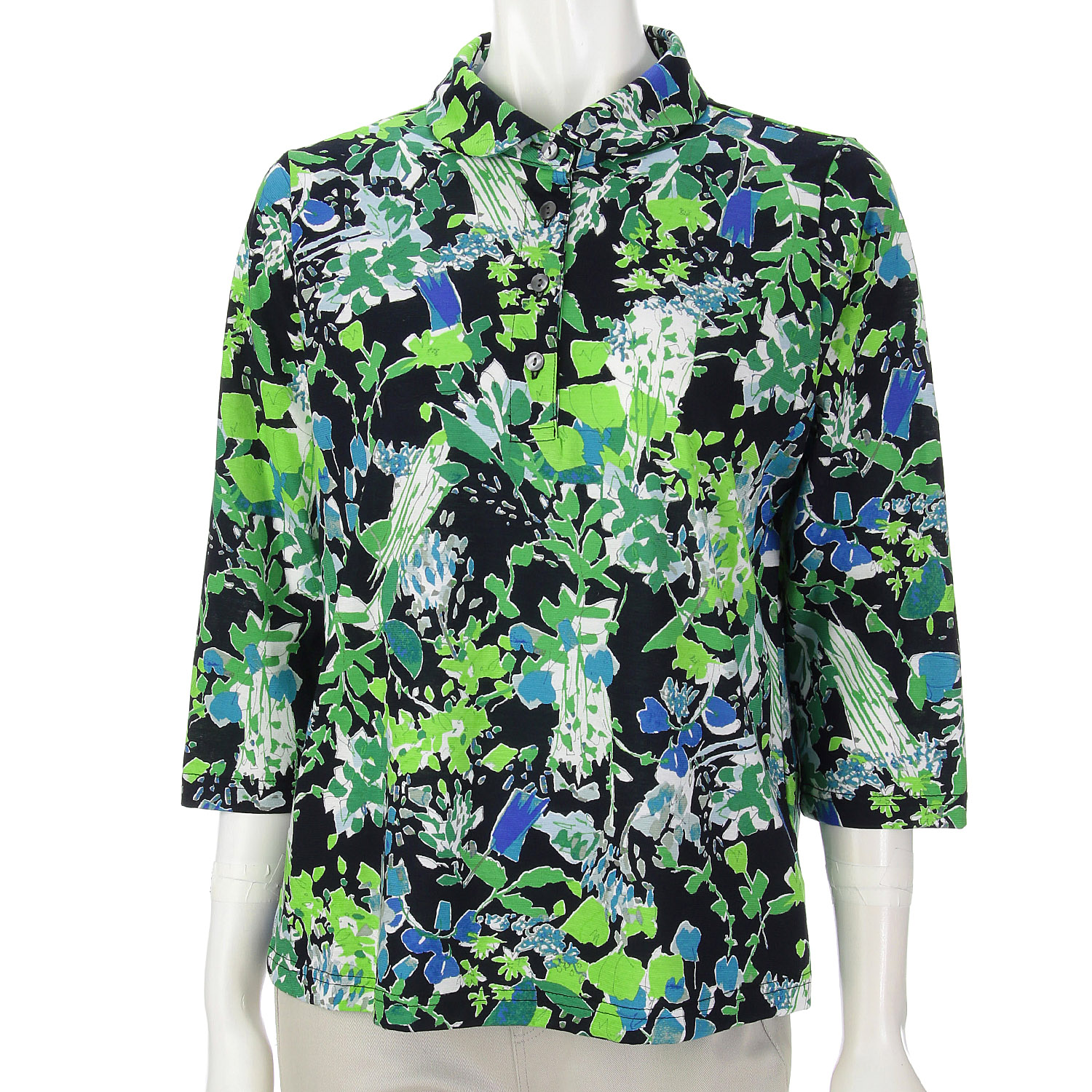 カラフルプリント総柄台付きポロシャツ - 画像2