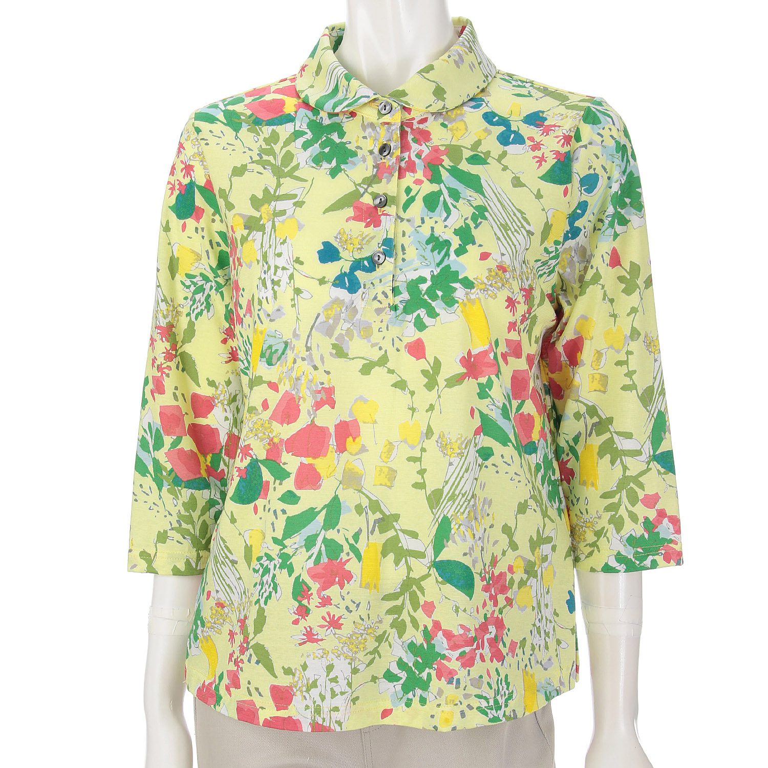 カラフルプリント総柄台付きポロシャツ - 画像3