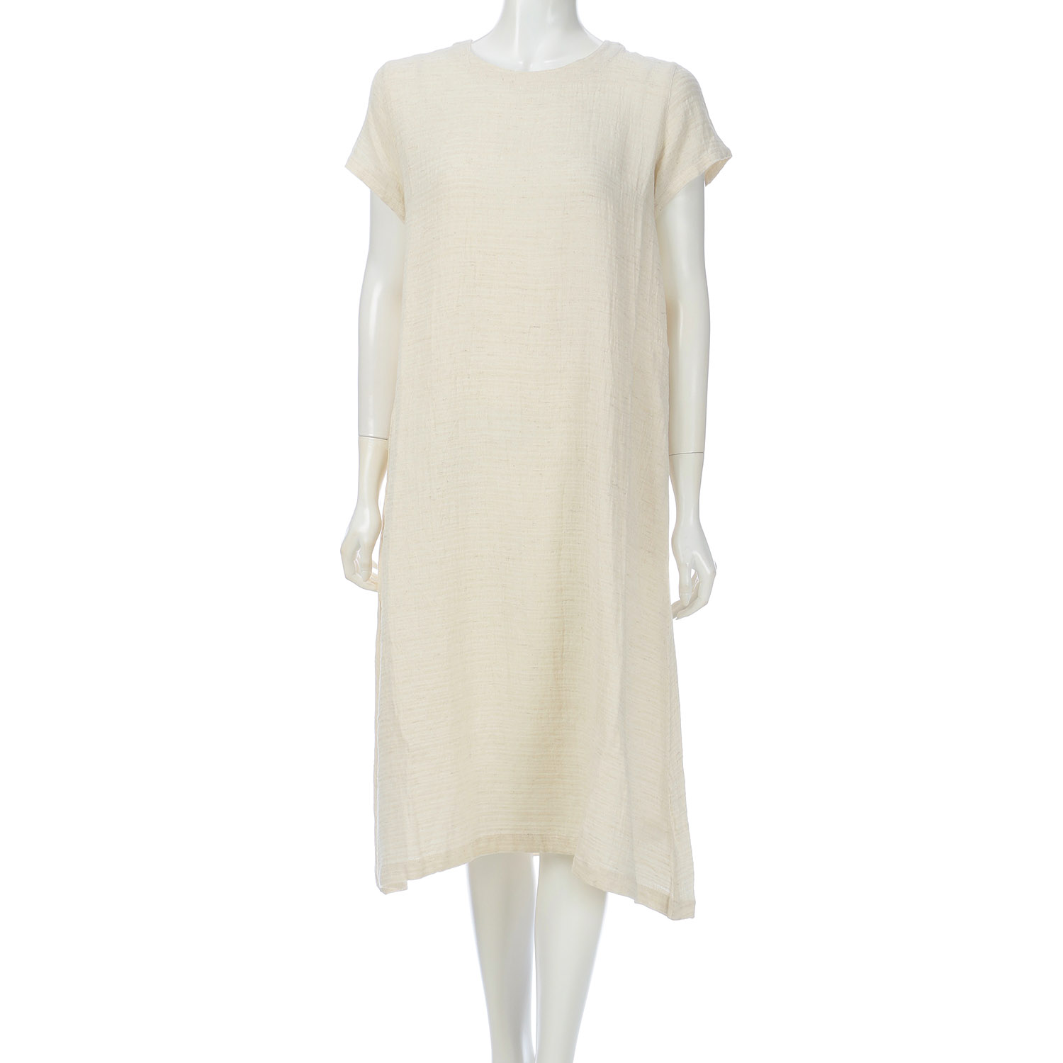 インディゴ レーヨン麻ミックスワンピース