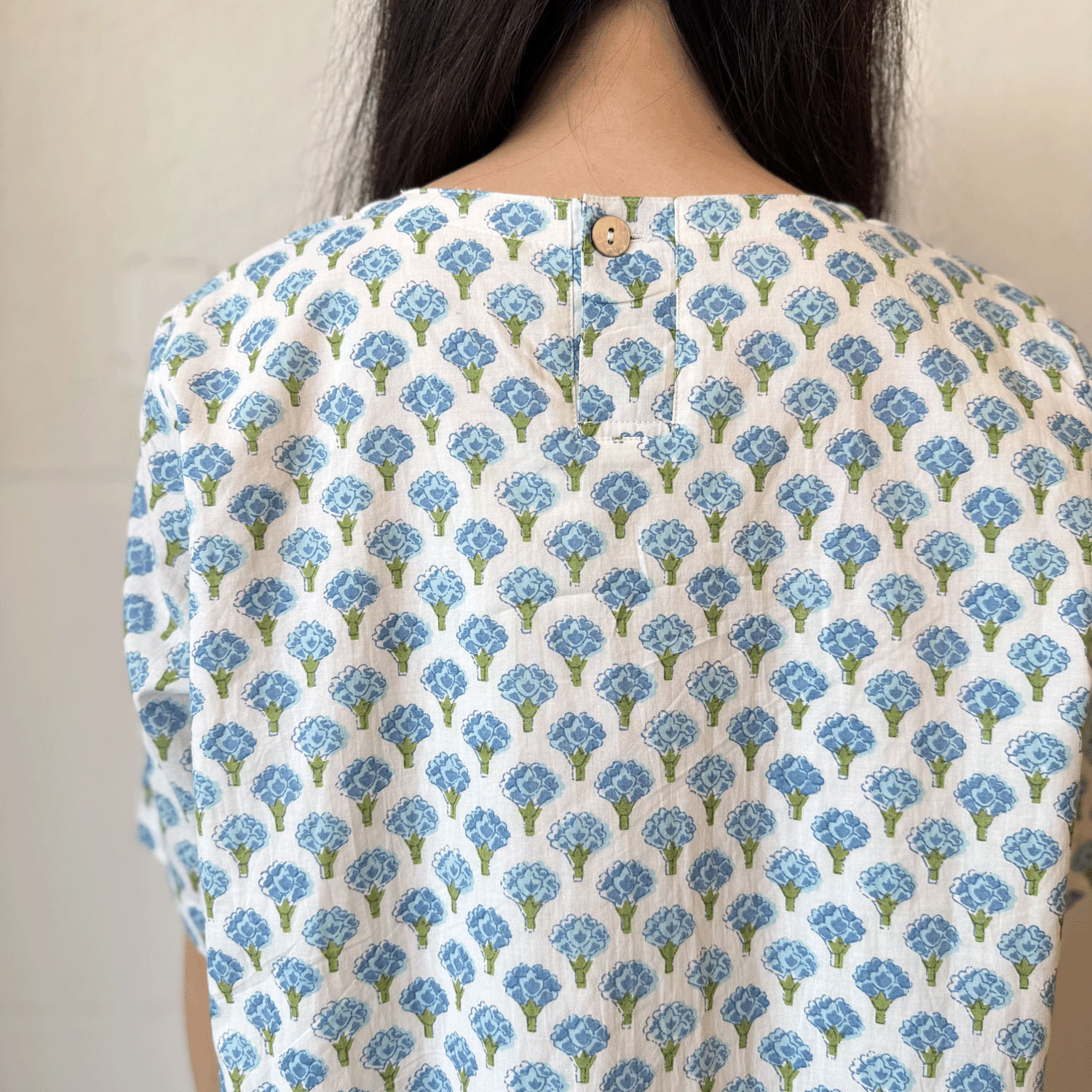 インディゴ フラワープリントダブルワンピース - 画像5