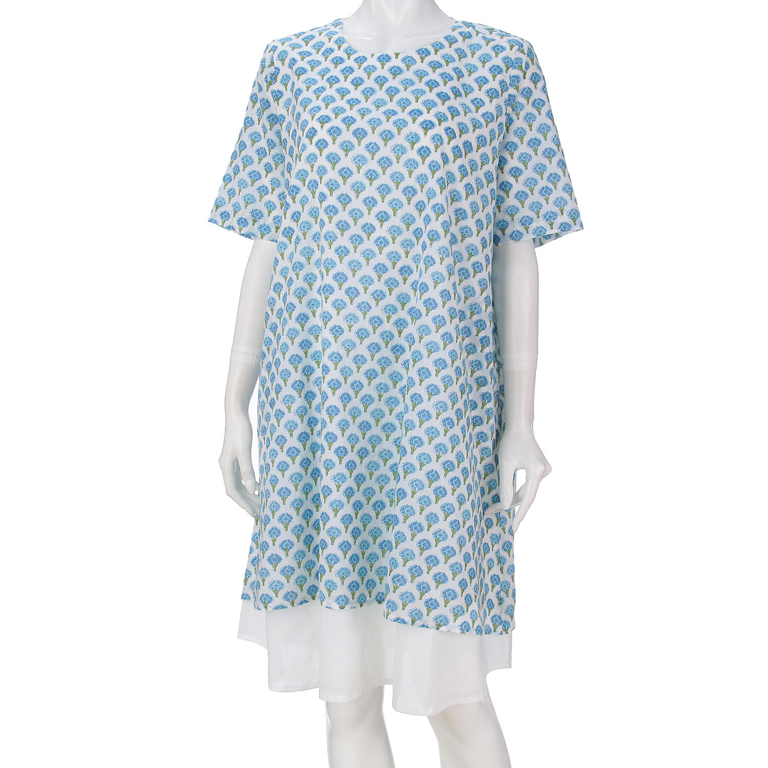 インディゴ フラワープリントダブルワンピース - 画像6