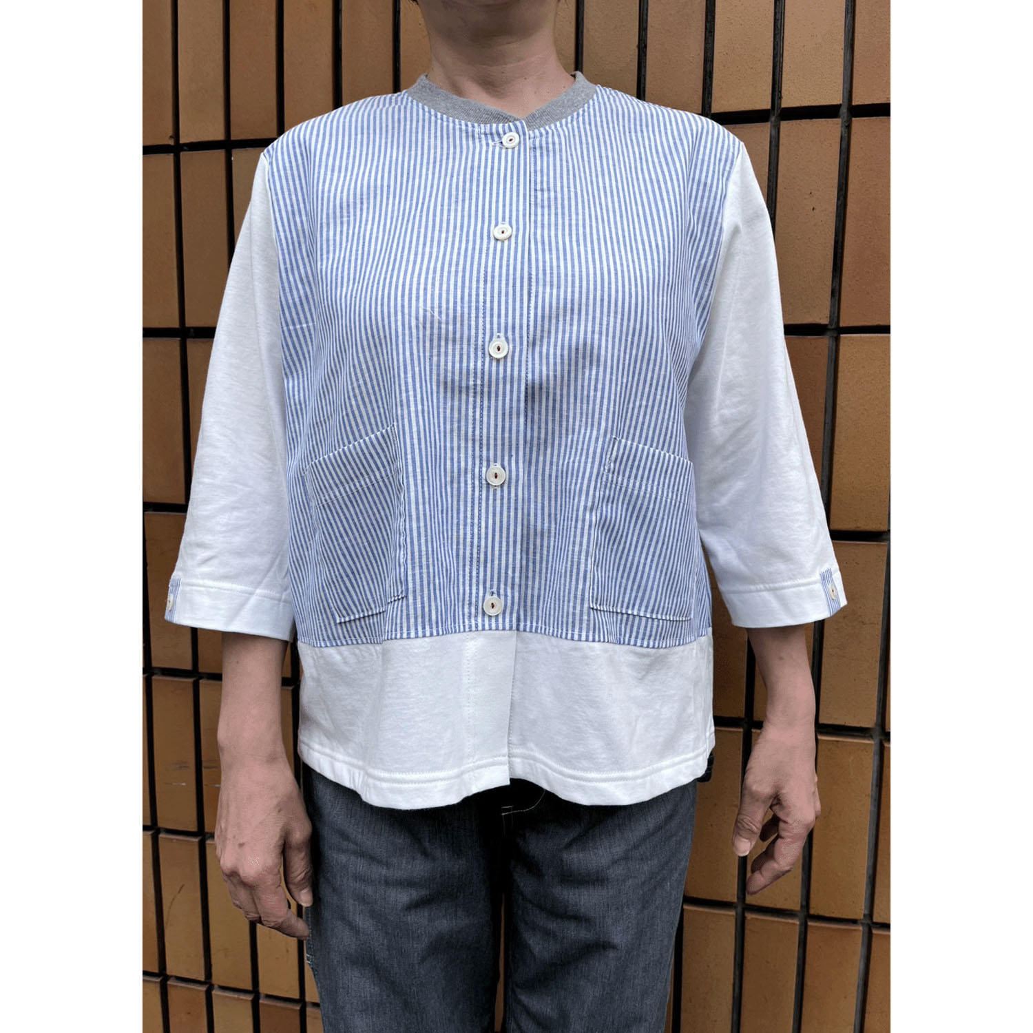 【ETONET限定】アトリエ雅 異素材配色ブラウス