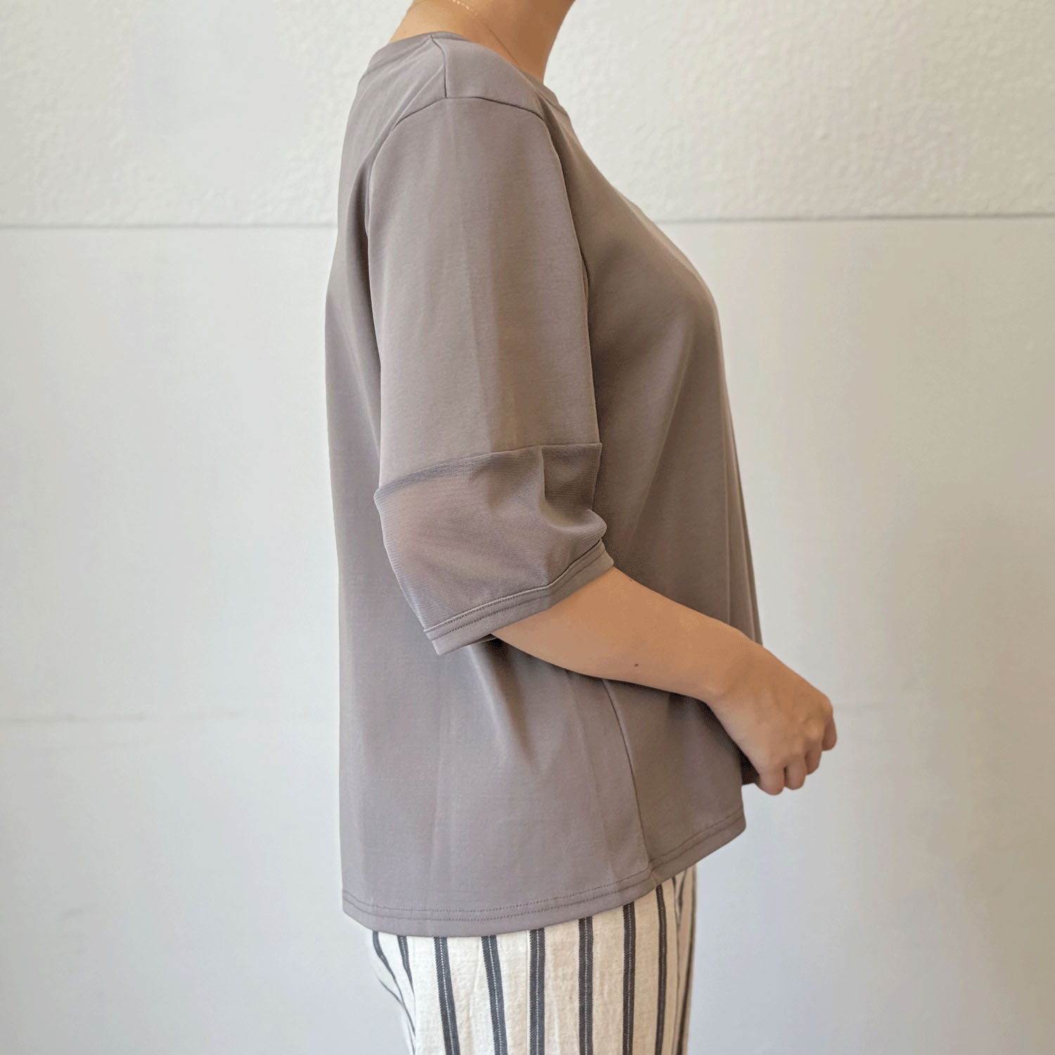 アトリエ雅 異素材配色カットソープルオーバー - 画像3