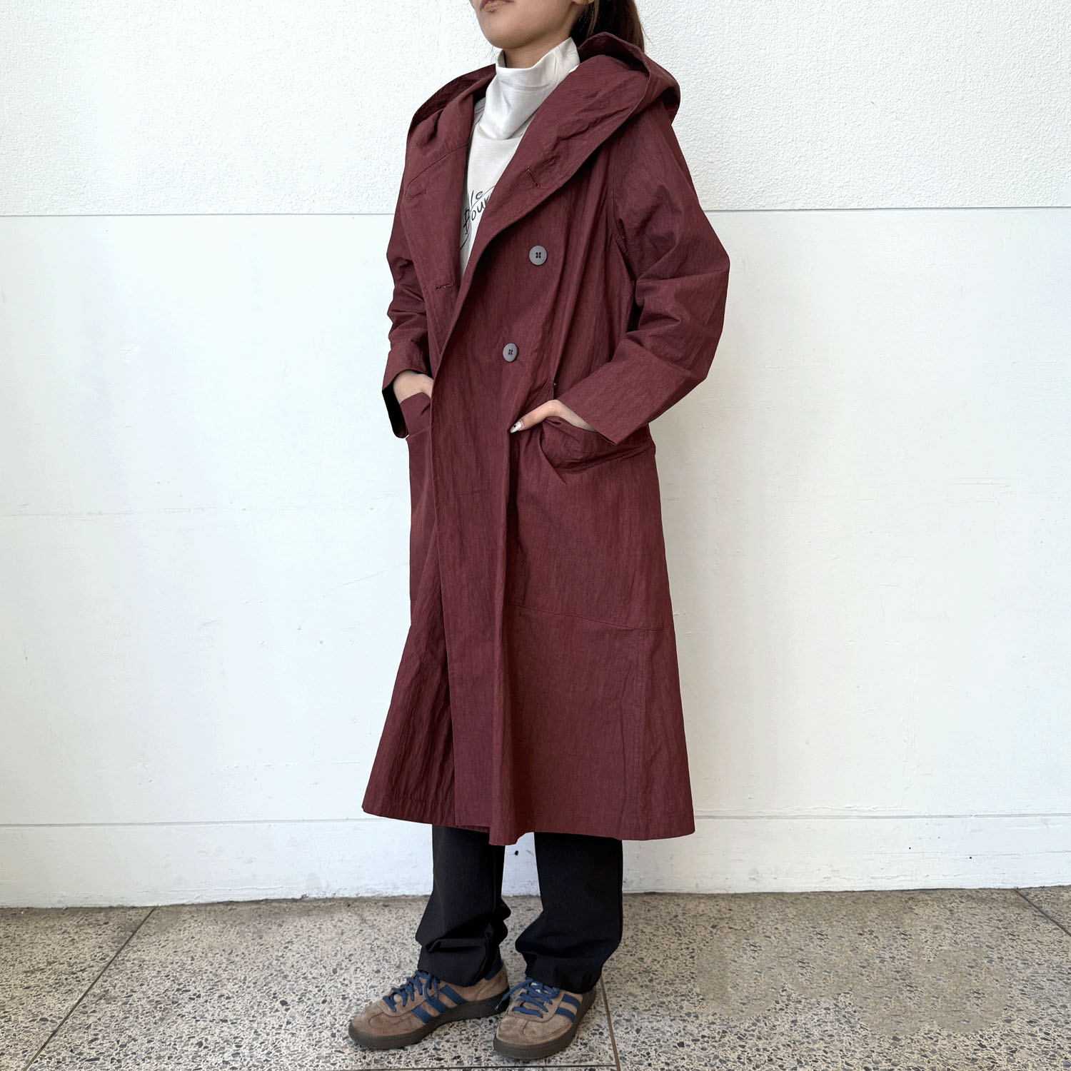 インディゴ 綿ナイロンダブルコート - 画像4