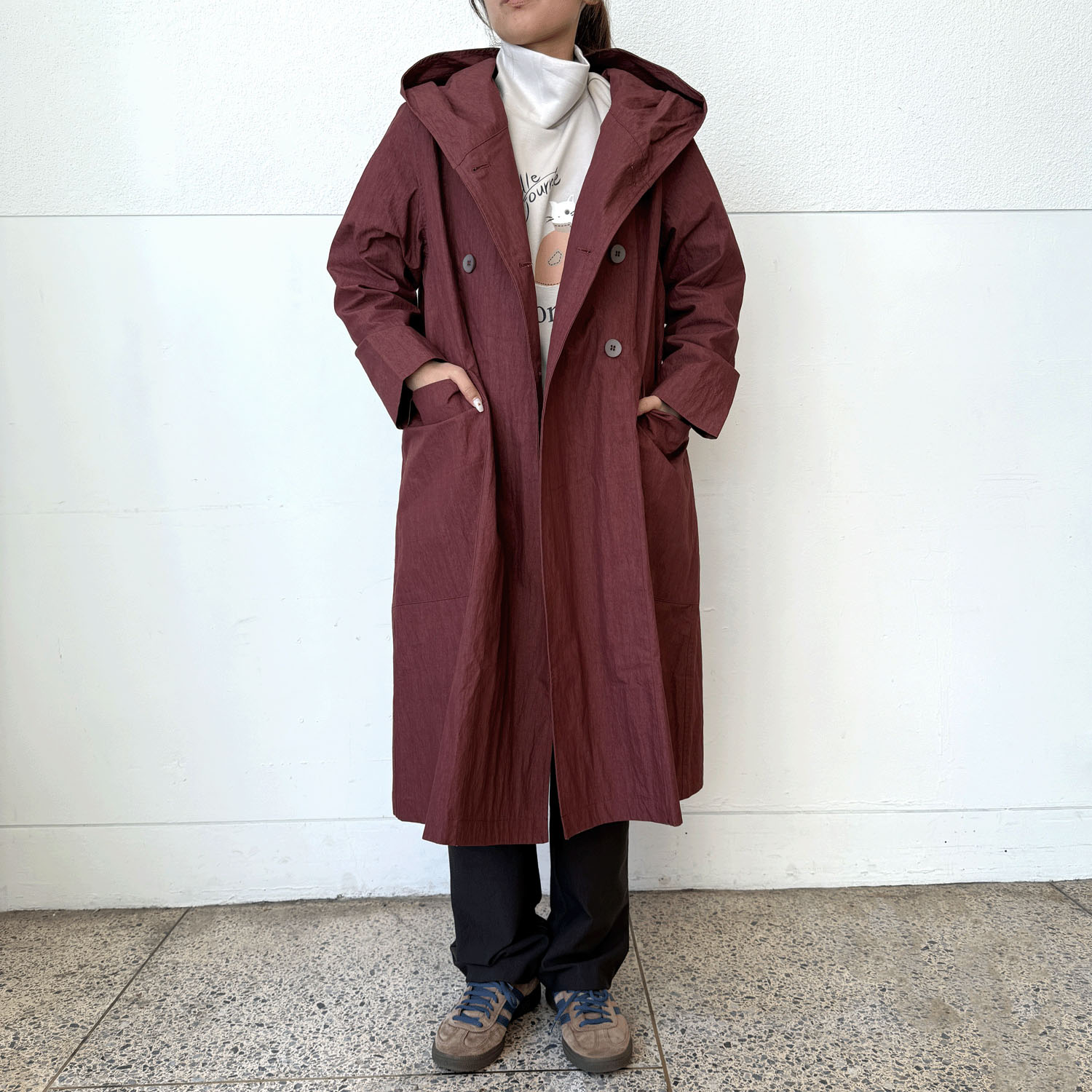 インディゴ 綿ナイロンダブルコート