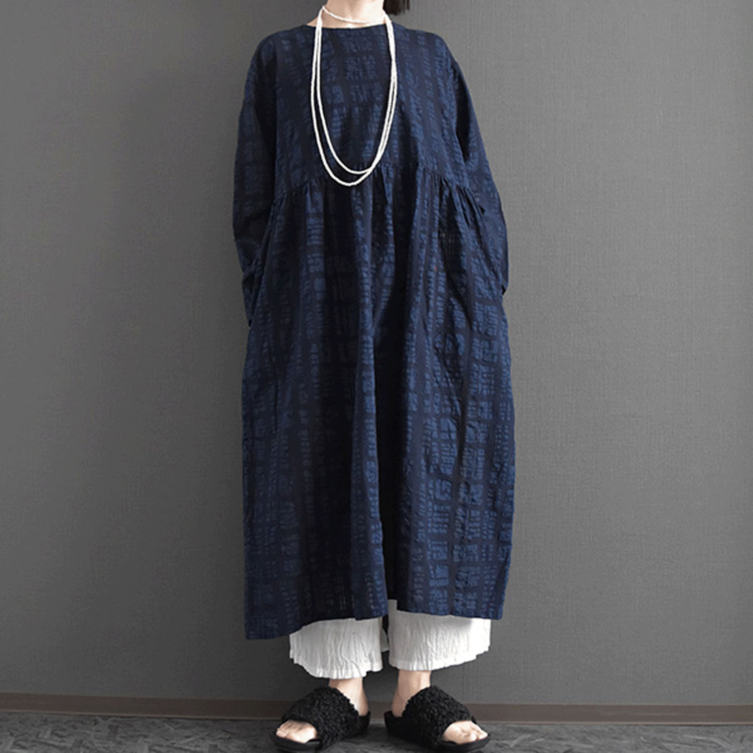 ケトレード ブロックエンボスギャザーワンピース - 画像1