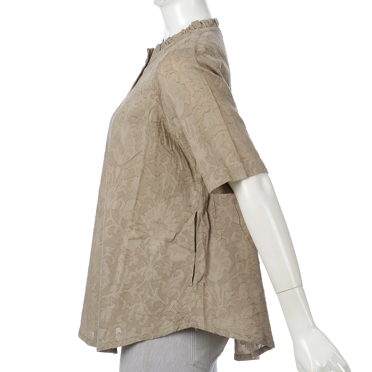 透かしジャガード襟フリルブラウス - 画像3