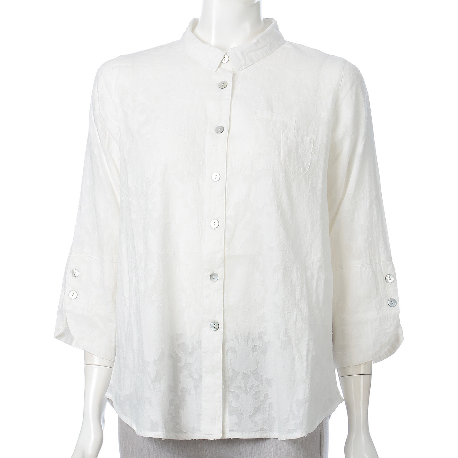 インディゴ 透かしジャガードデザインブラウス