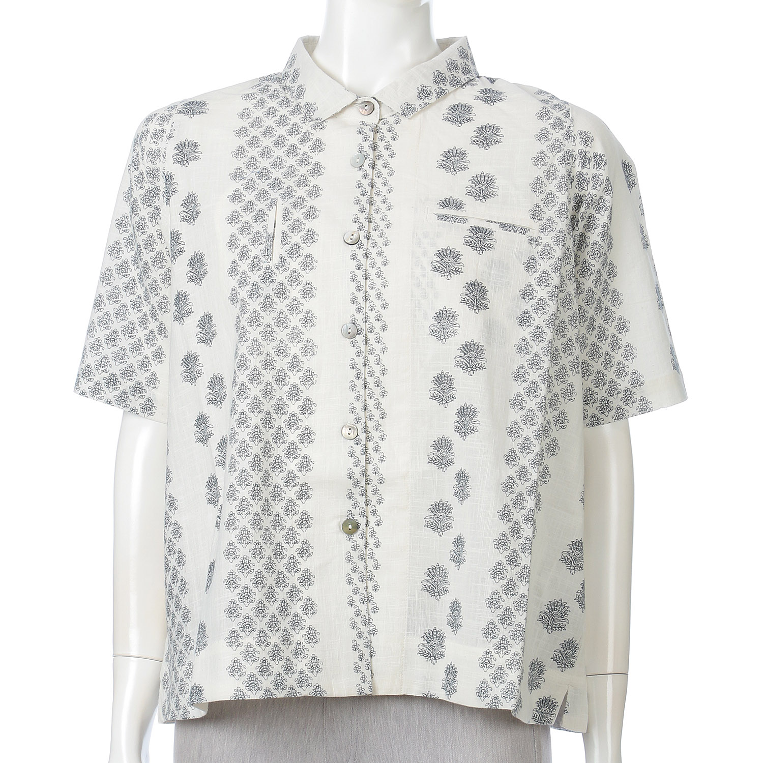 モノトーン小花柄プリントブラウス - 画像6