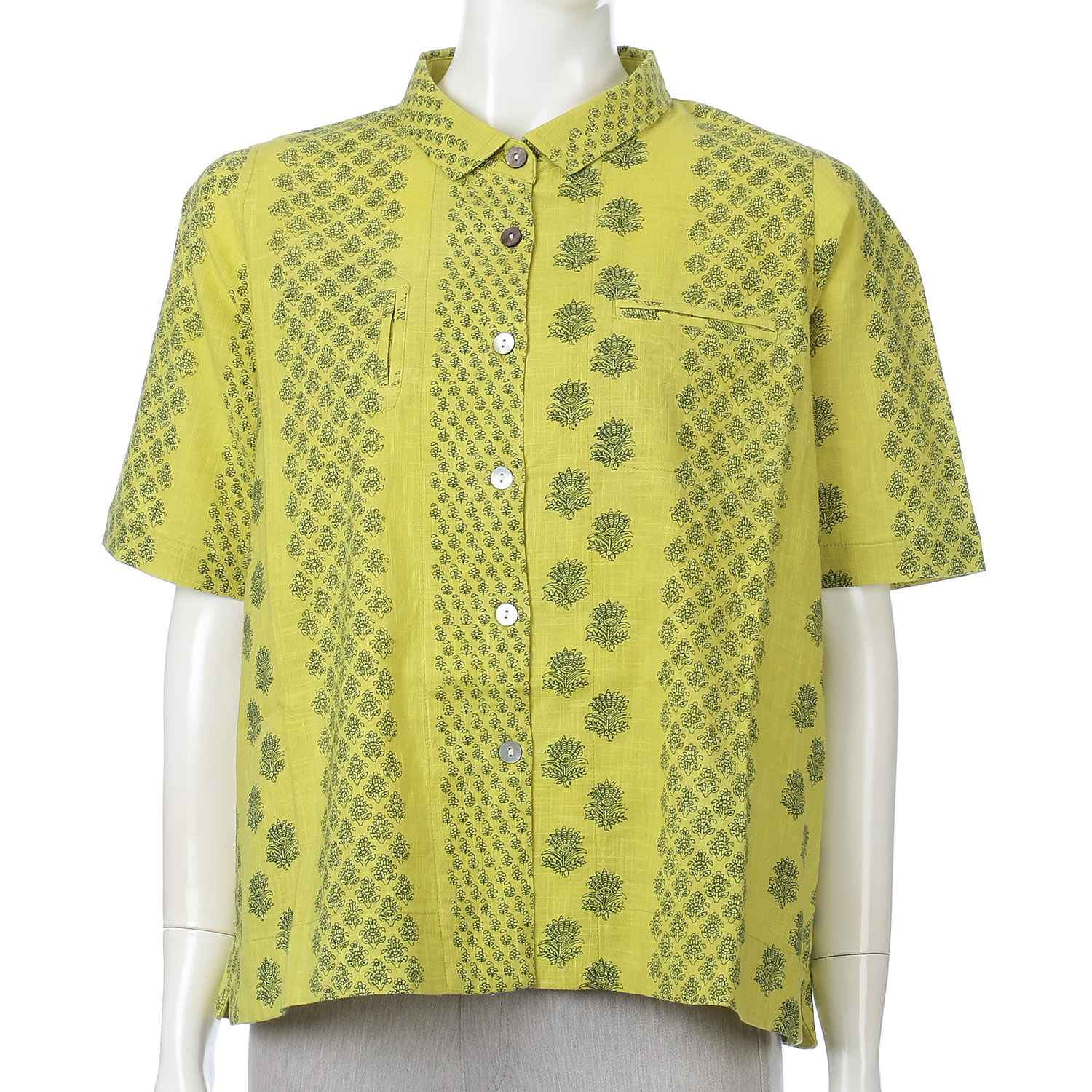 モノトーン小花柄プリントブラウス - 画像7