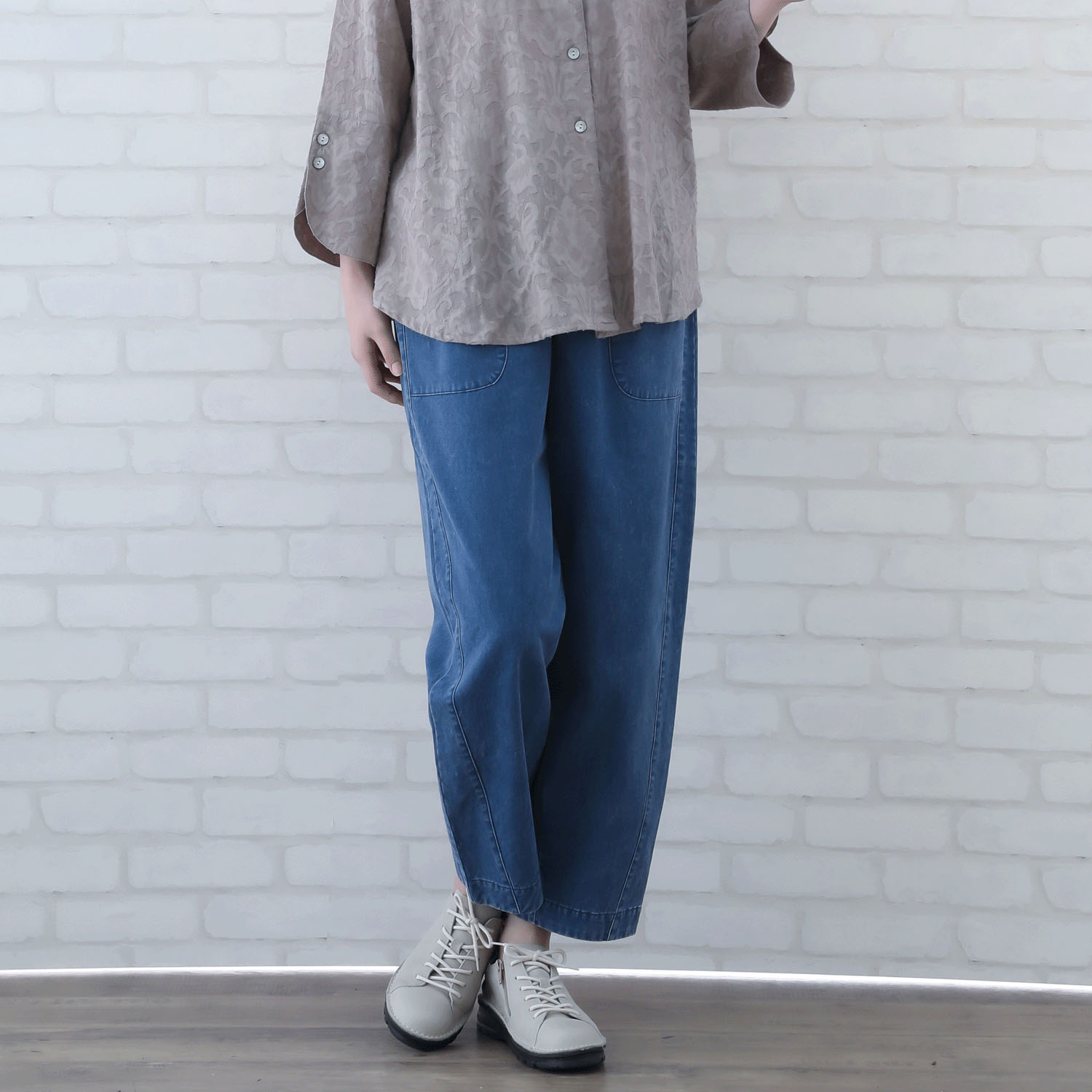 インディゴ ヘビーウォッシュコットンパンツ - 画像8