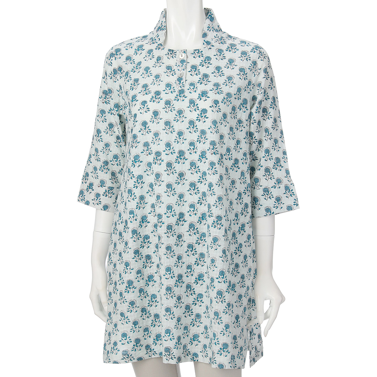 インディゴ 小さいバラプリントチュニック - 画像2