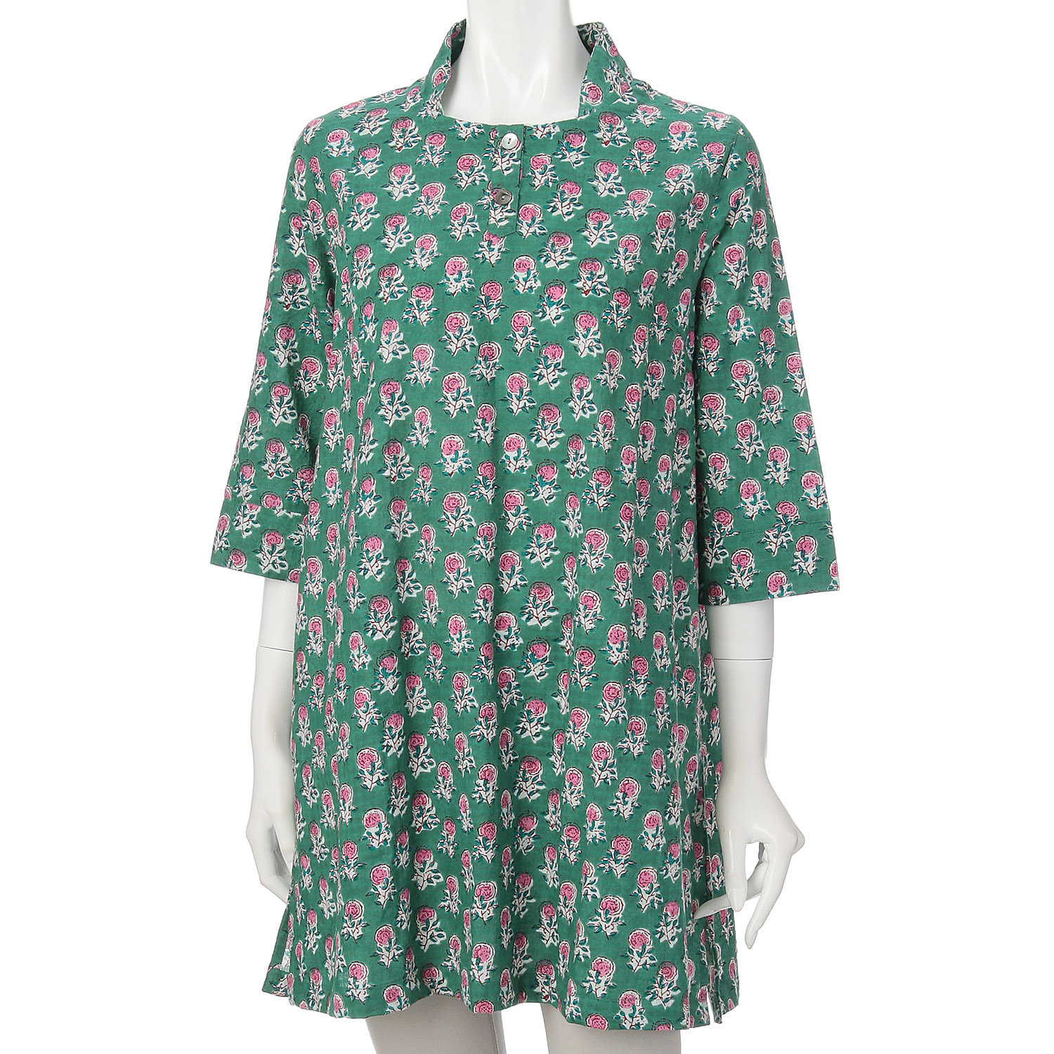 インディゴ 小さいバラプリントチュニック