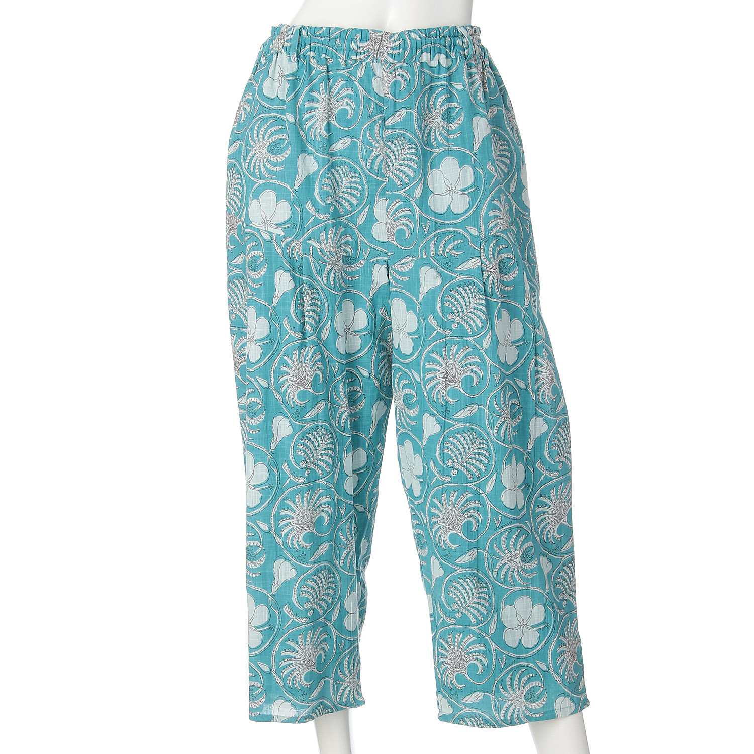 インディゴ フラワープリントバルーンパンツ