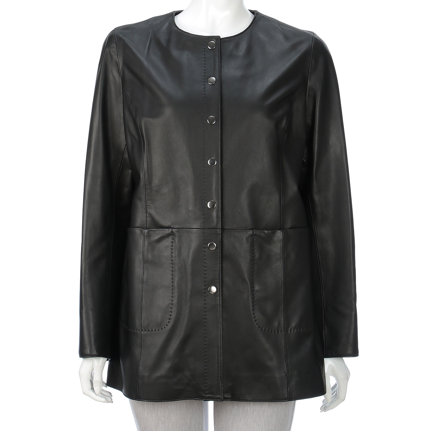 ラムレザーノーカラージャケット - 画像3