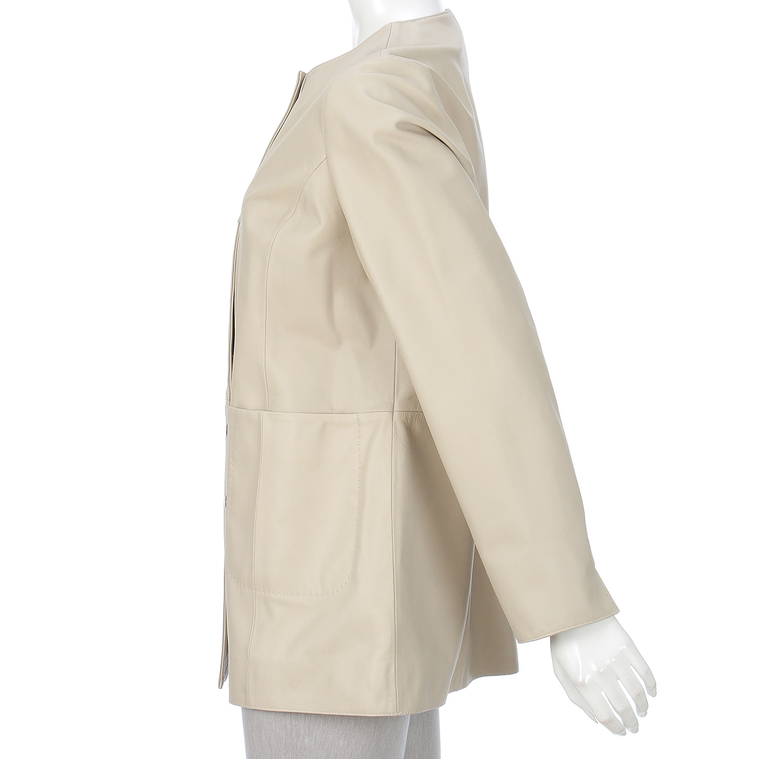 ラムレザーノーカラージャケット - 画像5