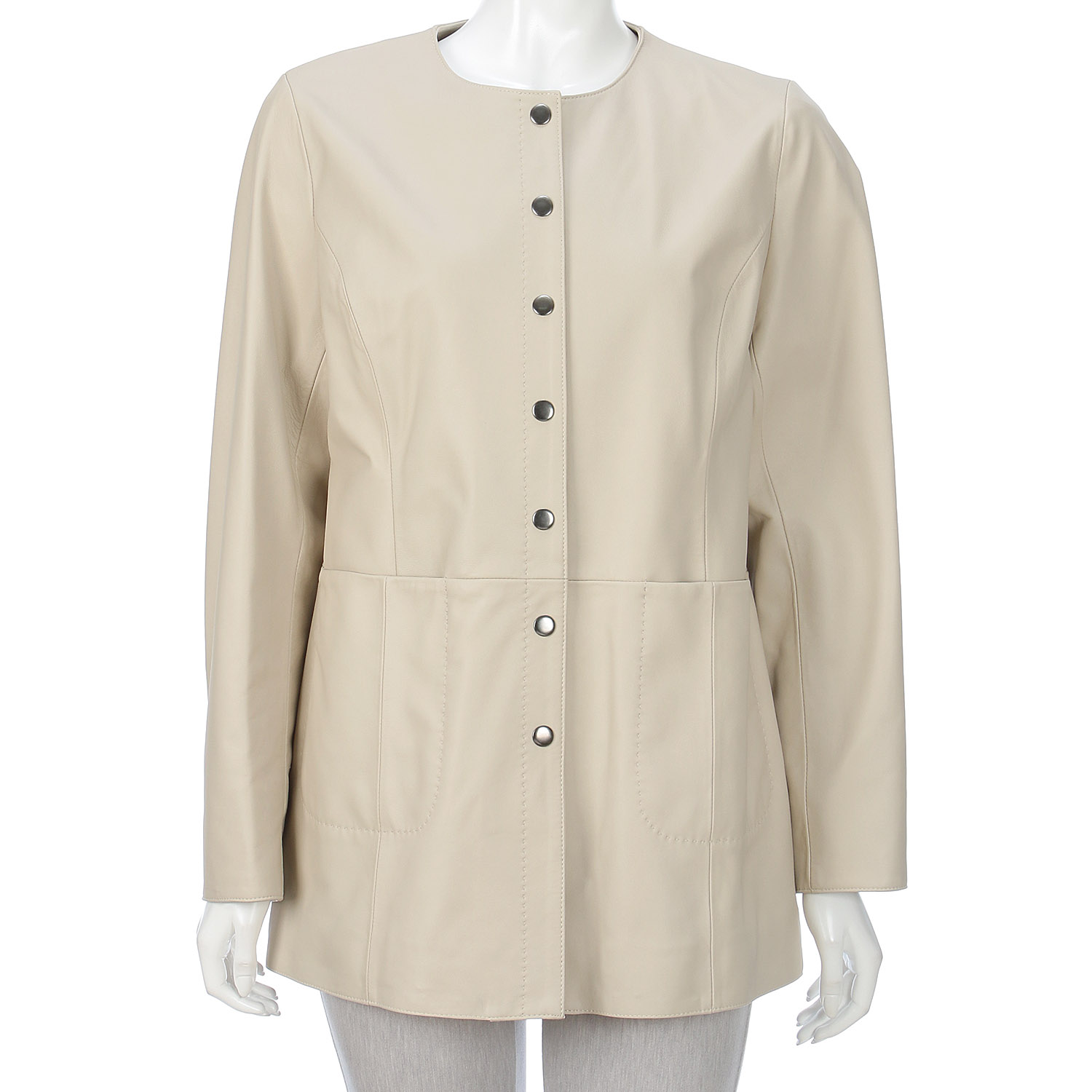 ラムレザーノーカラージャケット