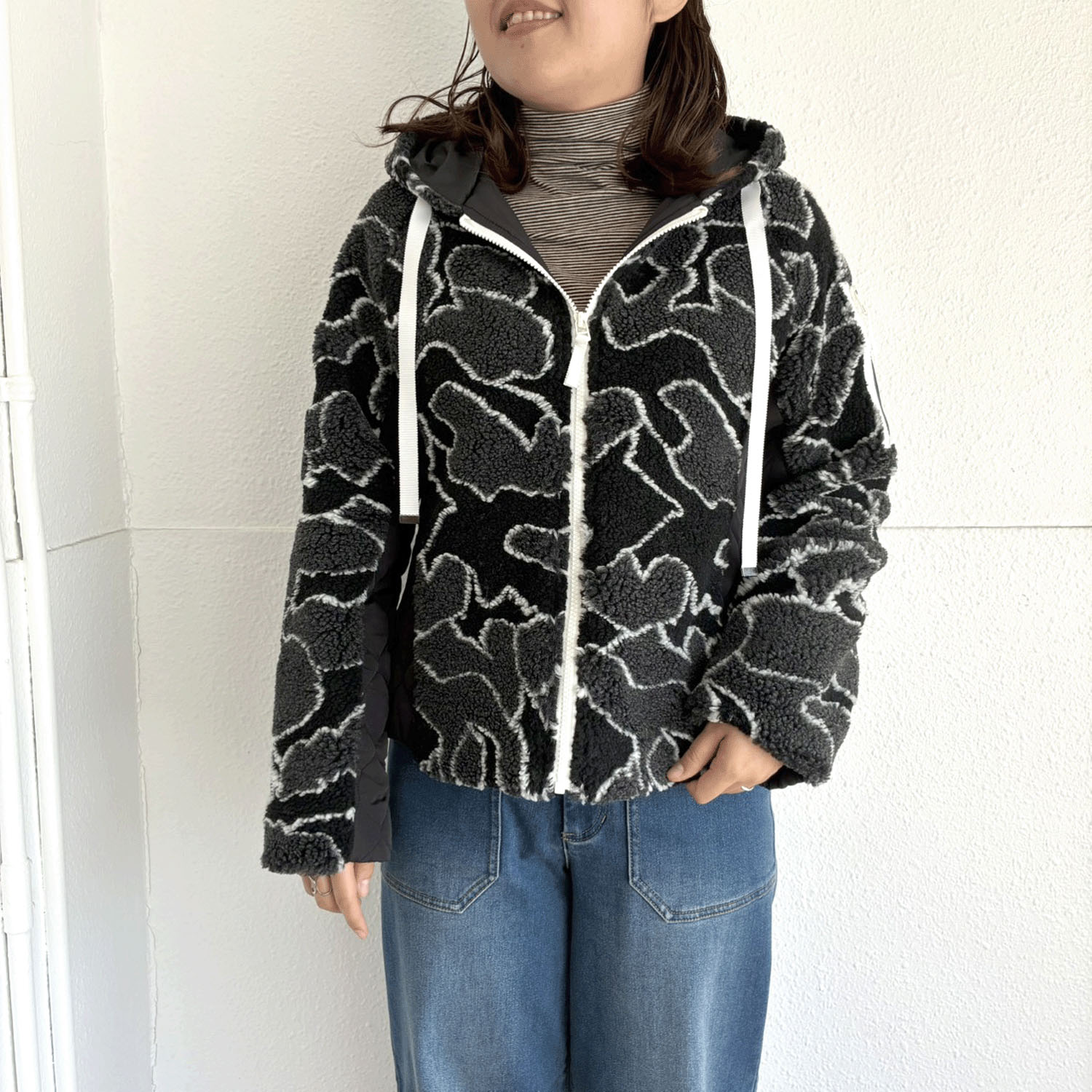 中綿ファーフードコート - 画像2