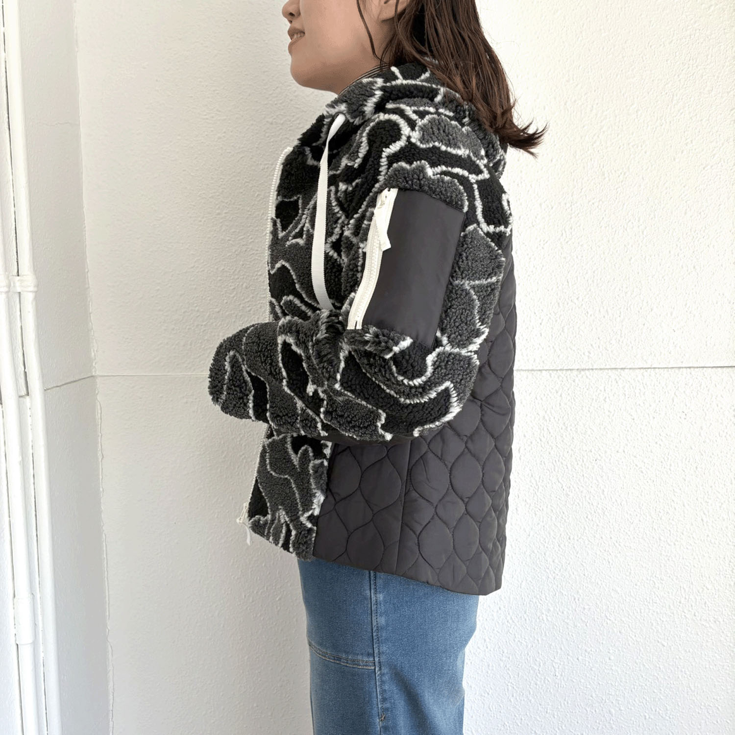 中綿ファーフードコート - 画像3