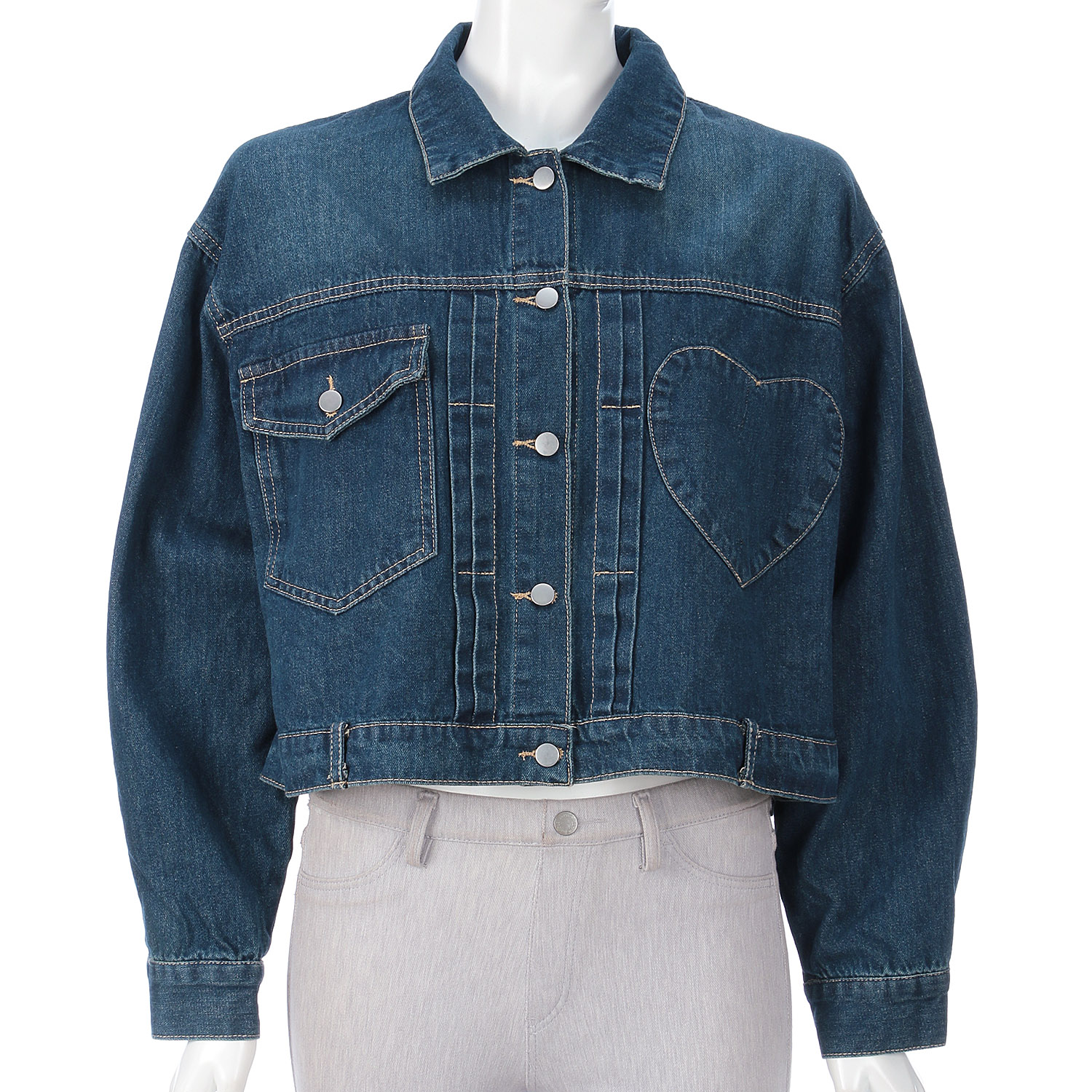 ハートポケットデニムジャケット - 画像2