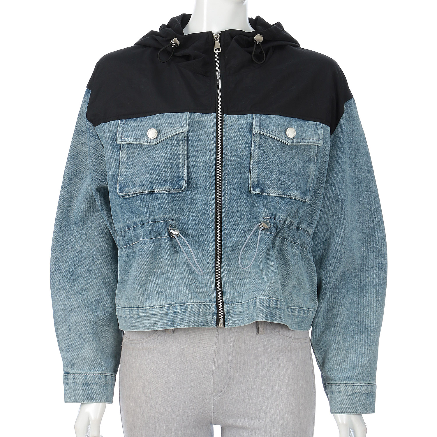 異素材切替デニムブルゾン - 画像2