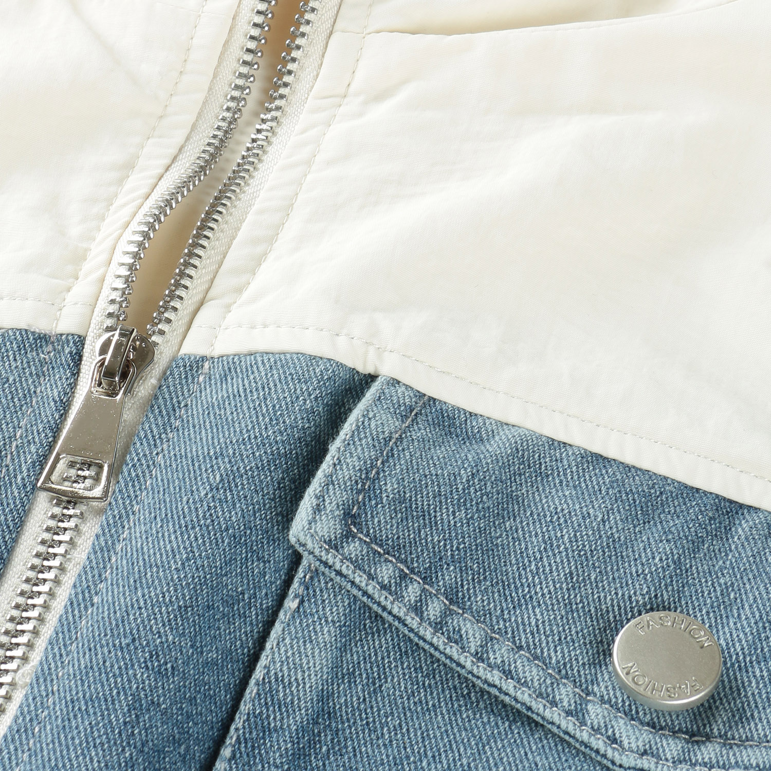 異素材切替デニムブルゾン - 画像5