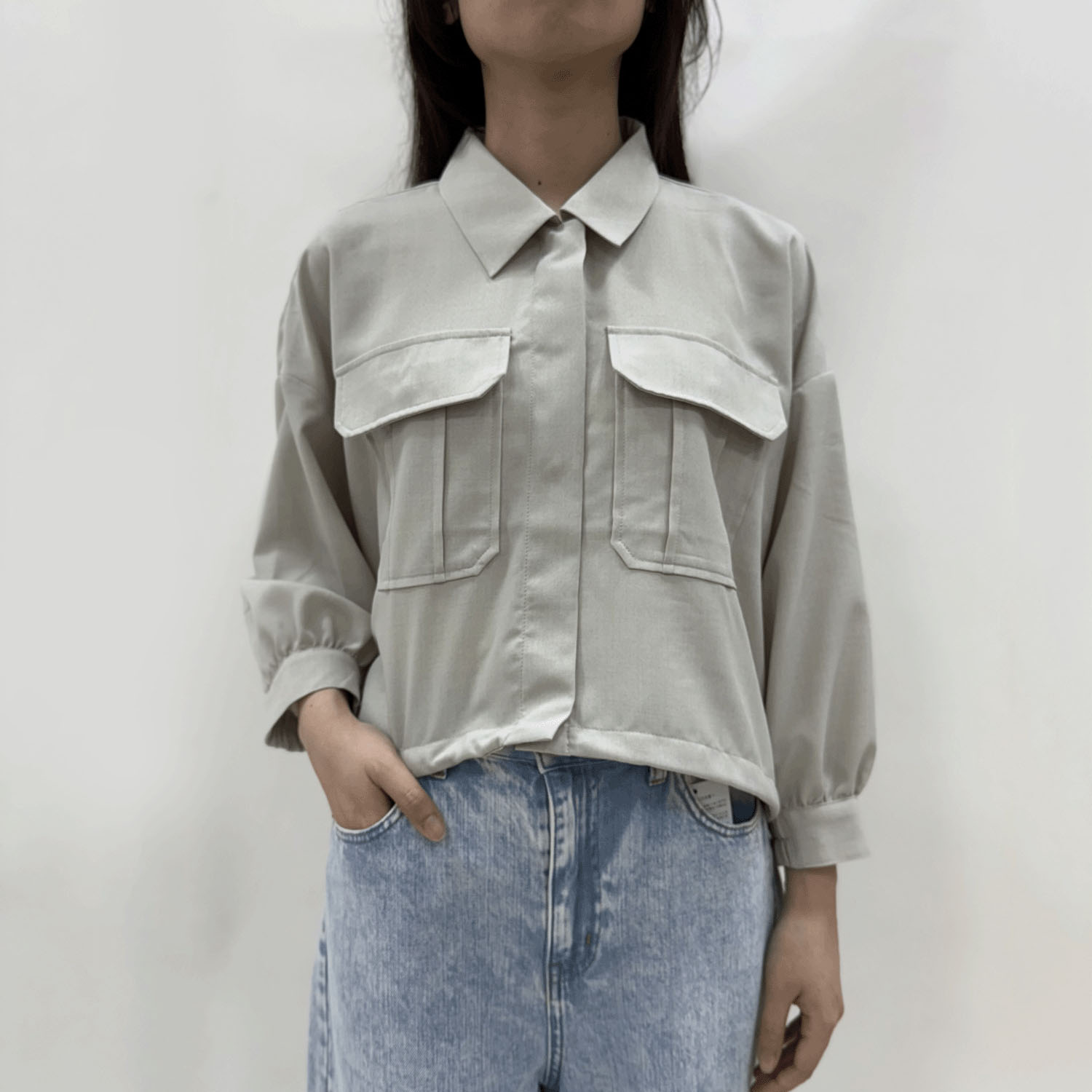 麻調ナチュラルワッシャーシャツブルゾン - 画像5