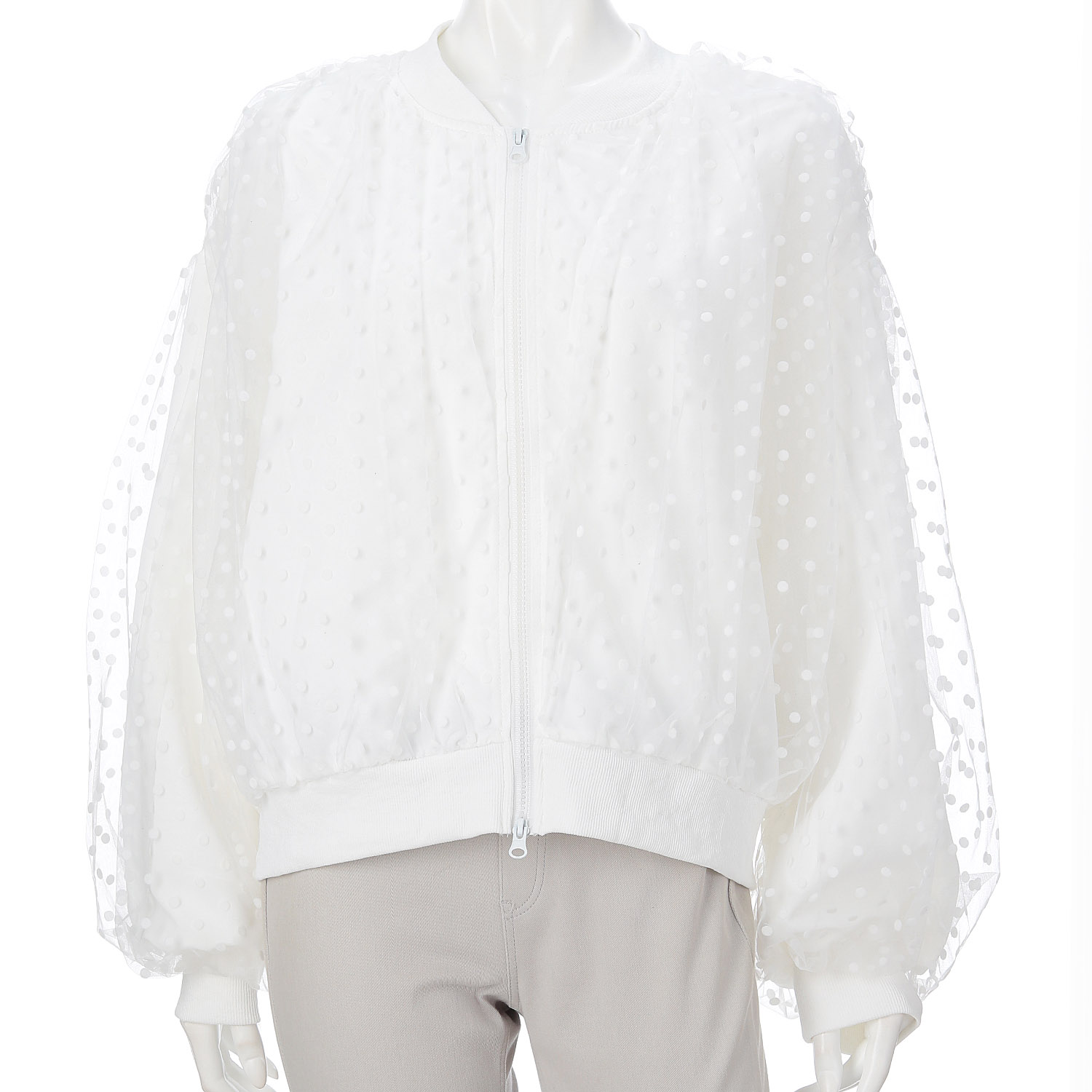 ドットチュールスリーブブルゾン - 画像2