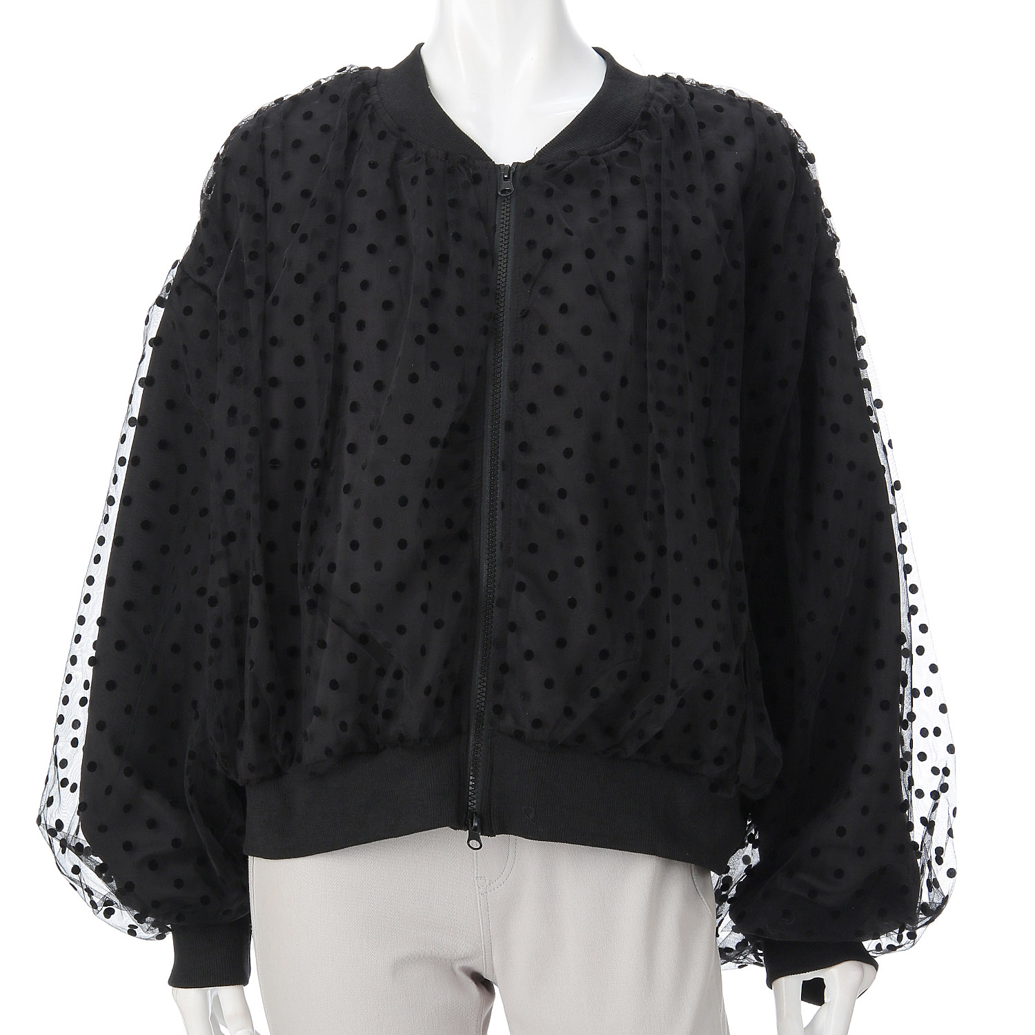 ドットチュールスリーブブルゾン