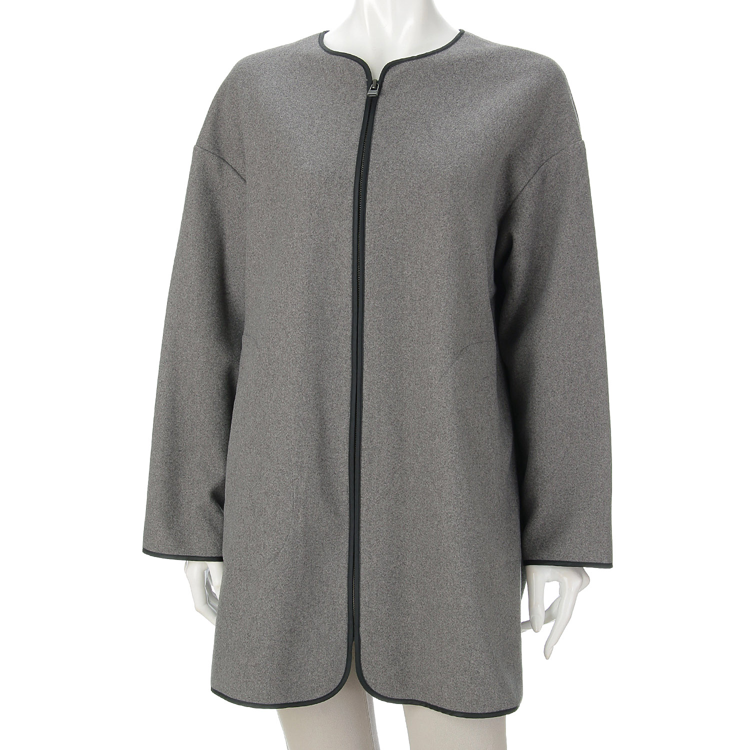 パイピングノーカラーZIPコート