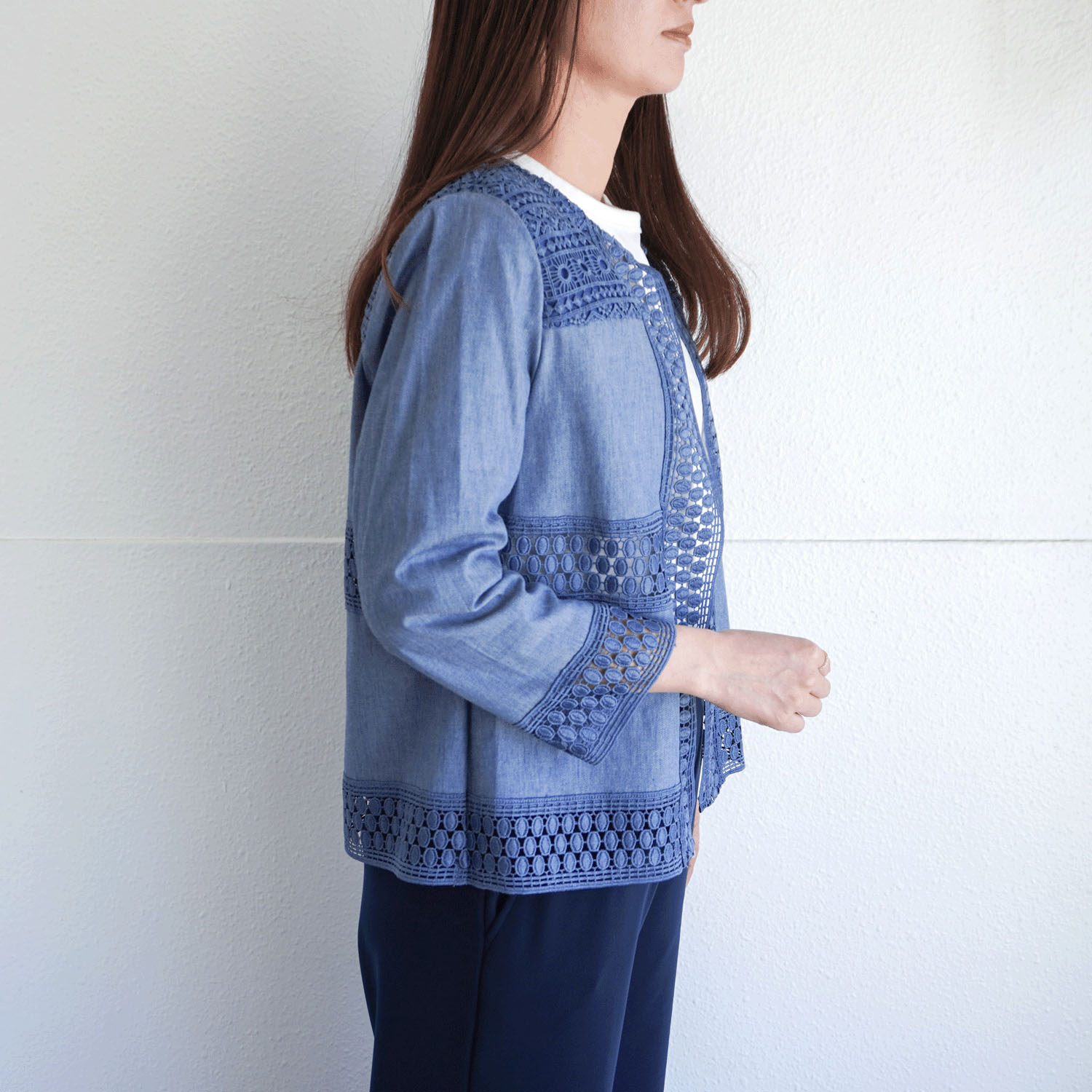 デニム調綿麻PUジャケット - 画像3