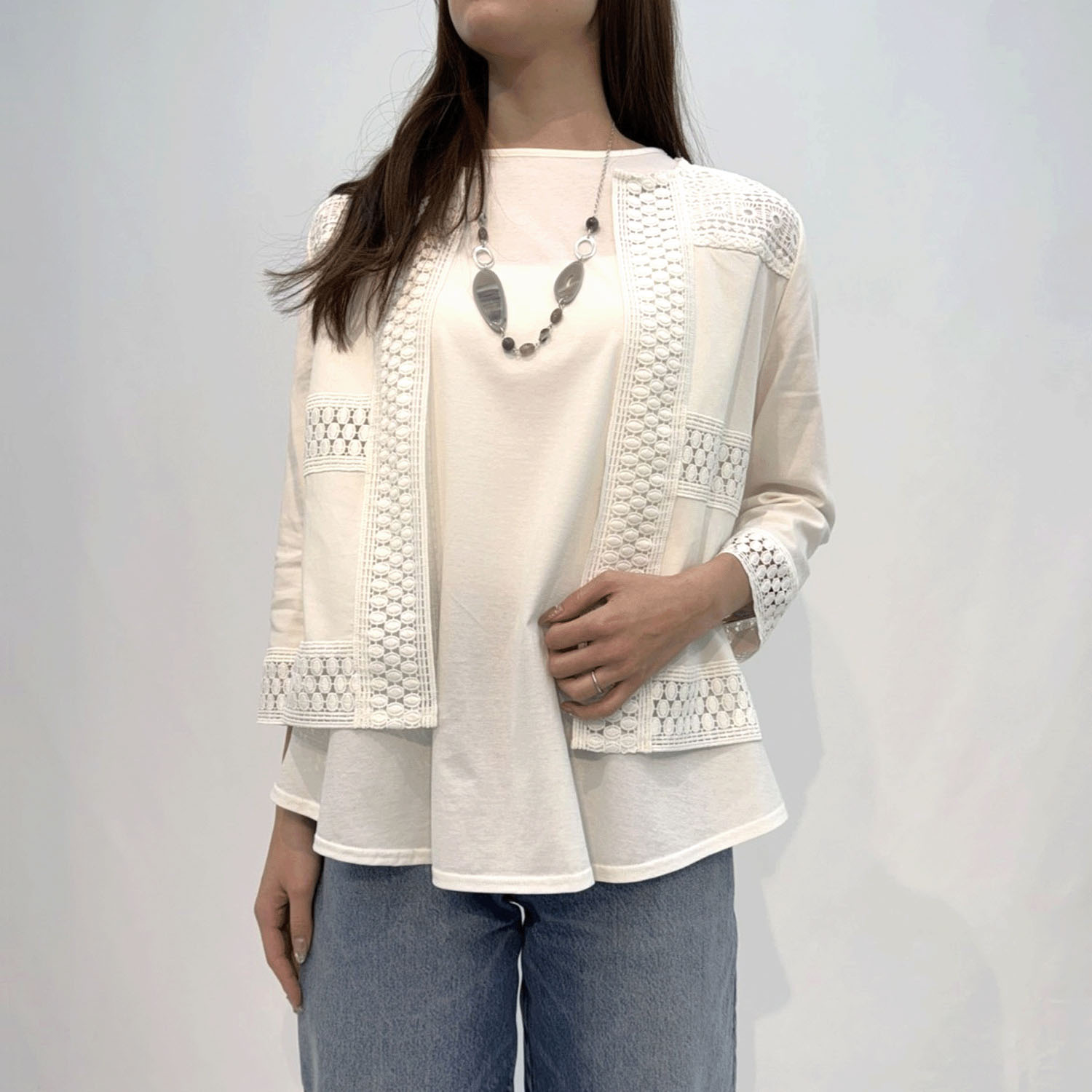 デニム調綿麻PUジャケット - 画像9