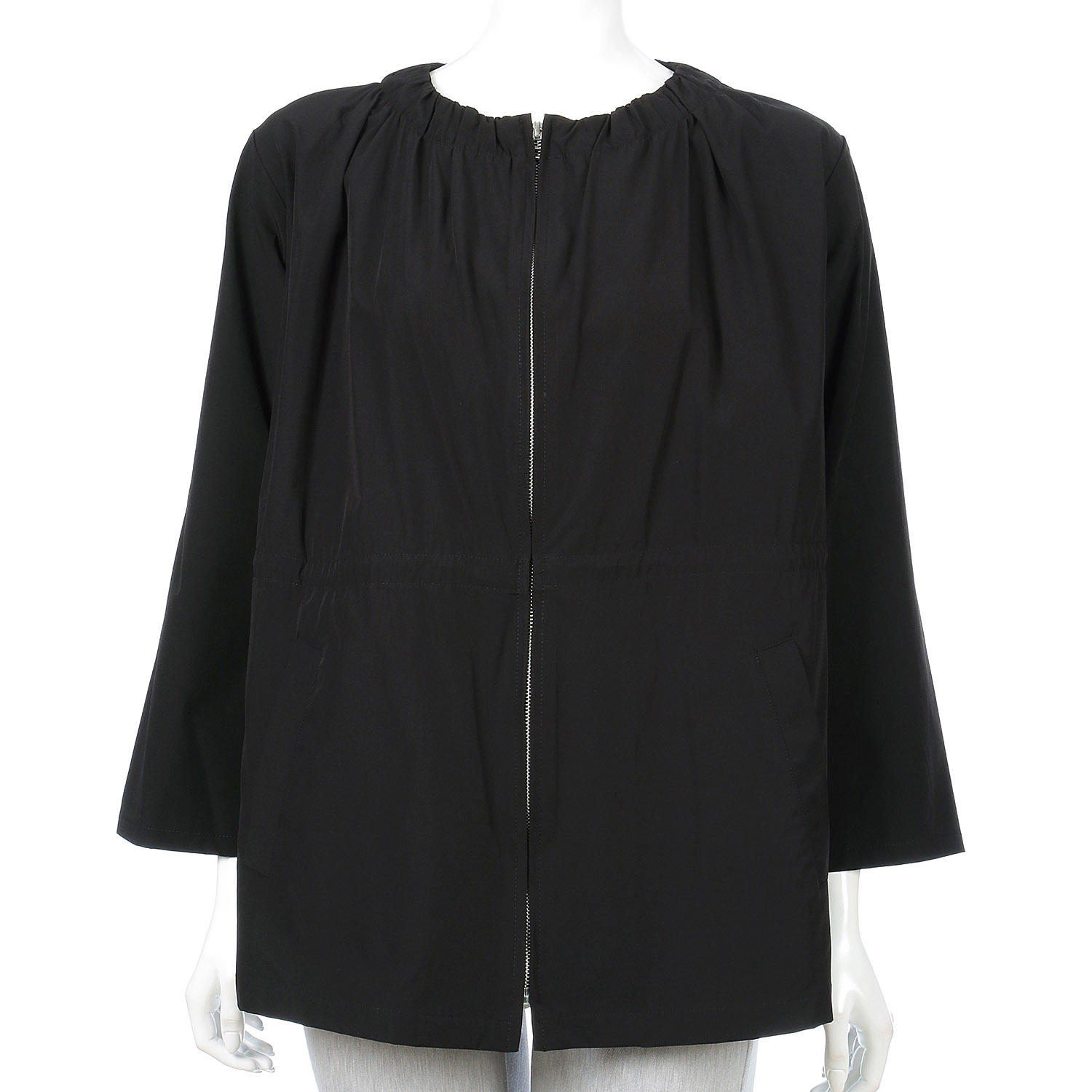 ナイロンストレッチ丸首ジャケット - 画像2