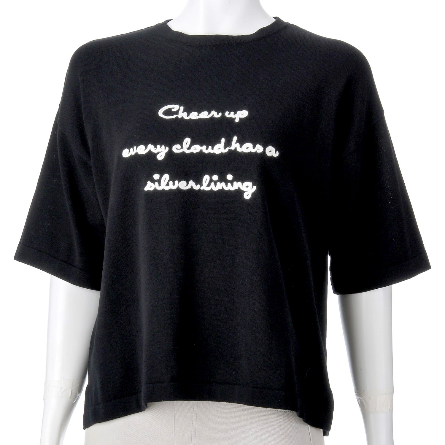 【Insta Live】mao made ロゴチェーン刺繍5分袖ニットTEE - 画像3