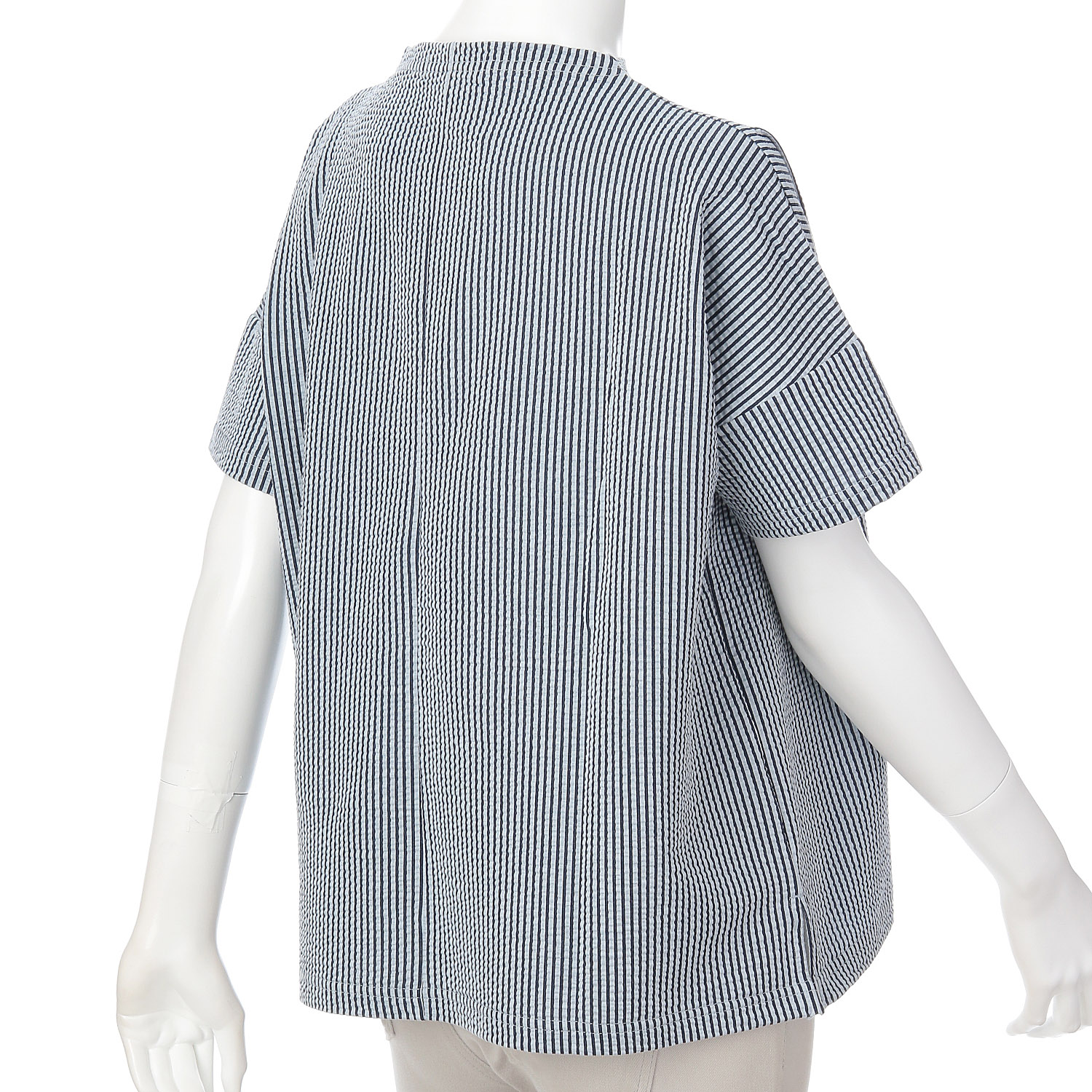 homeworking ストライプサッカーニット ボトルネックプルオーバー - 画像4