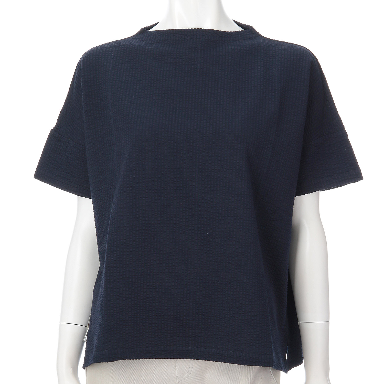 homeworking ストライプサッカーニット ボトルネックプルオーバー - 画像7