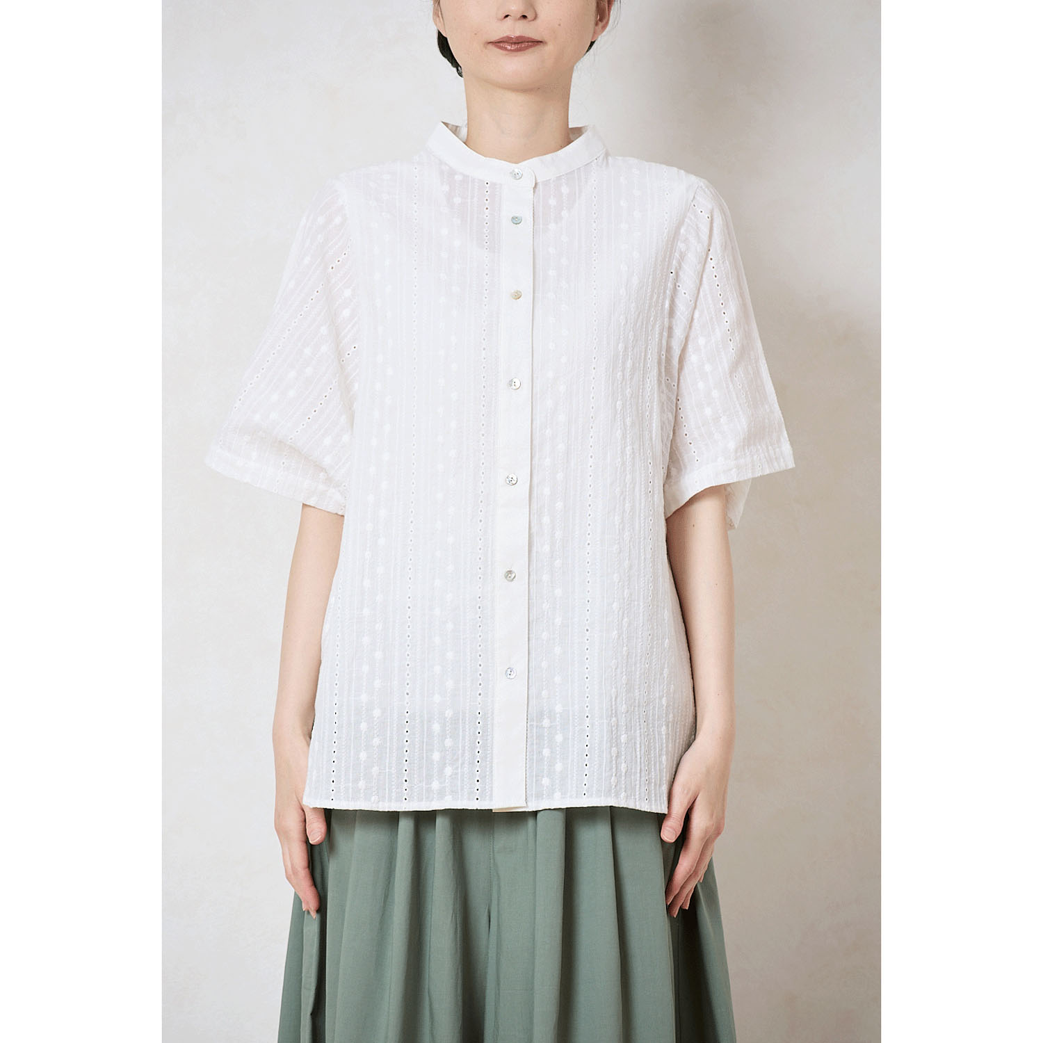 le ciel de demain コットンストライプレースチュニック