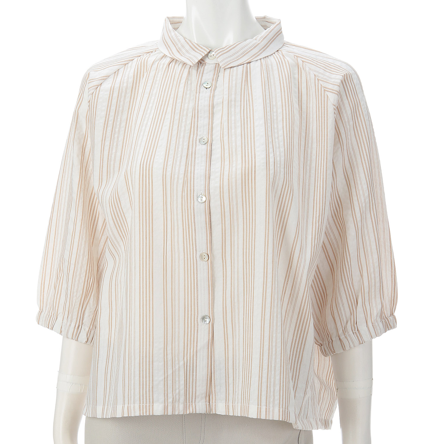 le ciel de demain 綿混ランダムサッカーストライプブラウス - 画像3